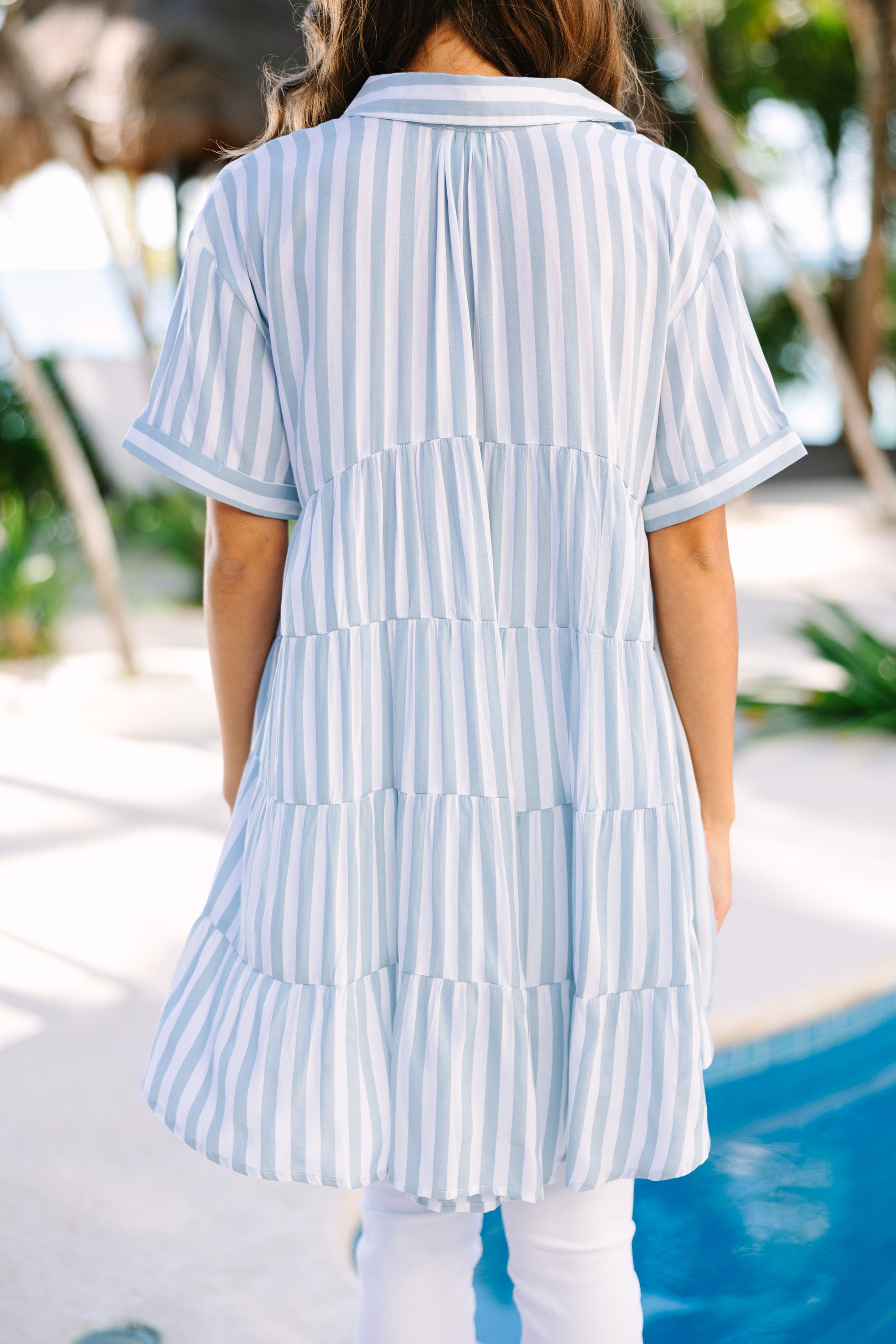 CHIRNAISHOP - Can't Leave You Behind Blue Striped Tunic