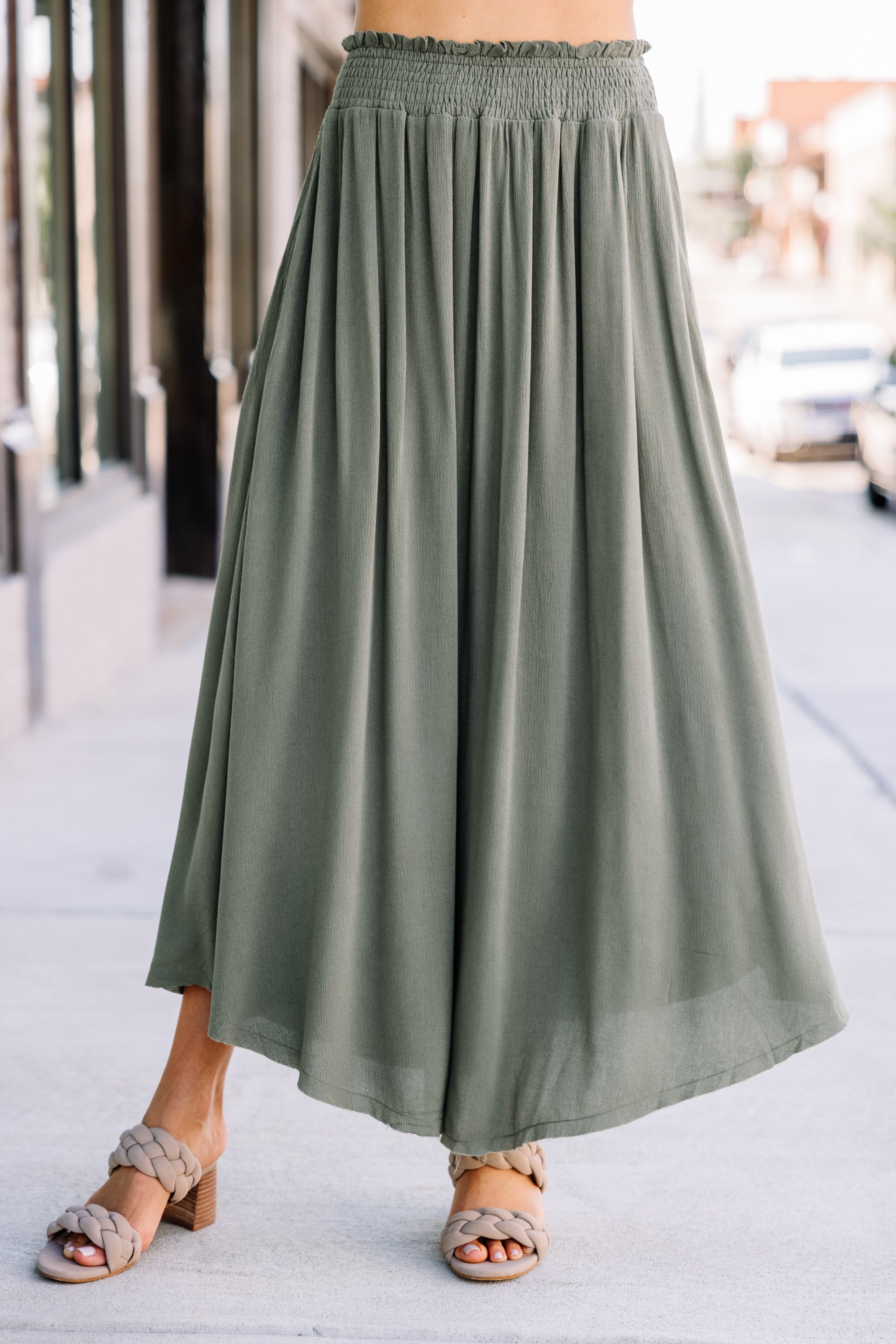CHIRNAISHOP - Everything You Do Olive Green Maxi Skirt