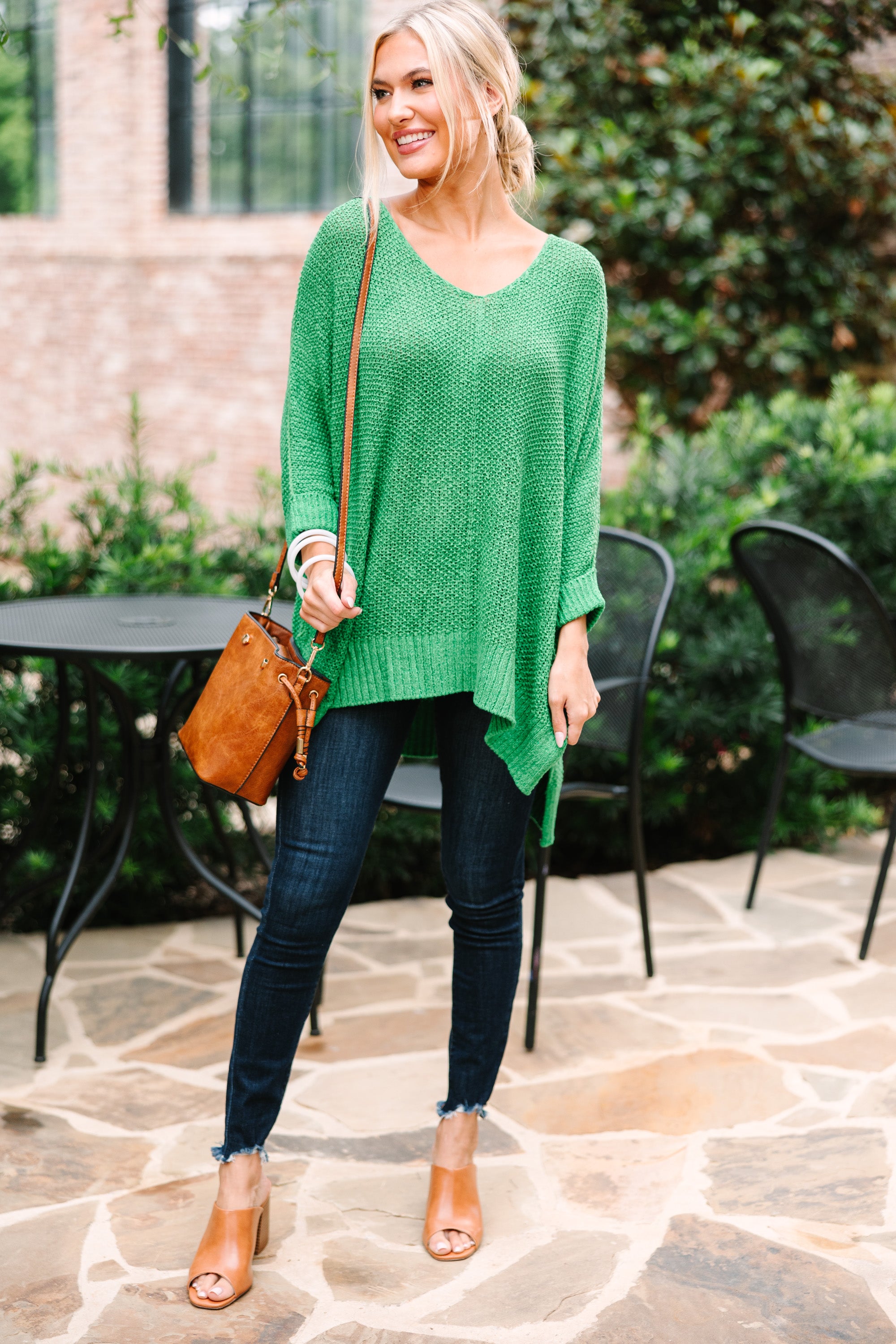 CHIRNAISHOP - Don't Waste A Moment Kelly Green Oversized Sweater