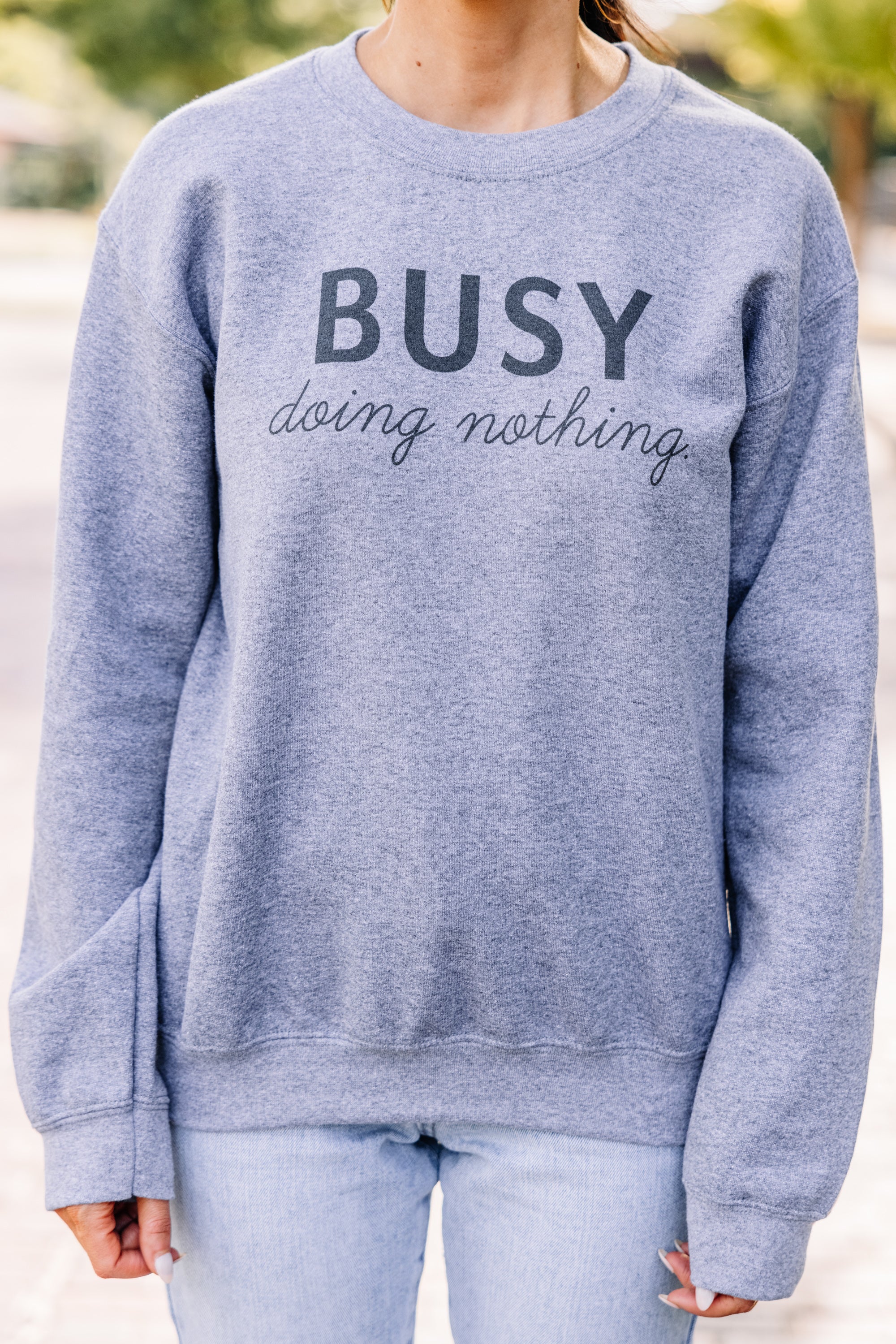 CHIRNAISHOP - Doing Nothing Graphite Gray Graphic Sweatshirt
