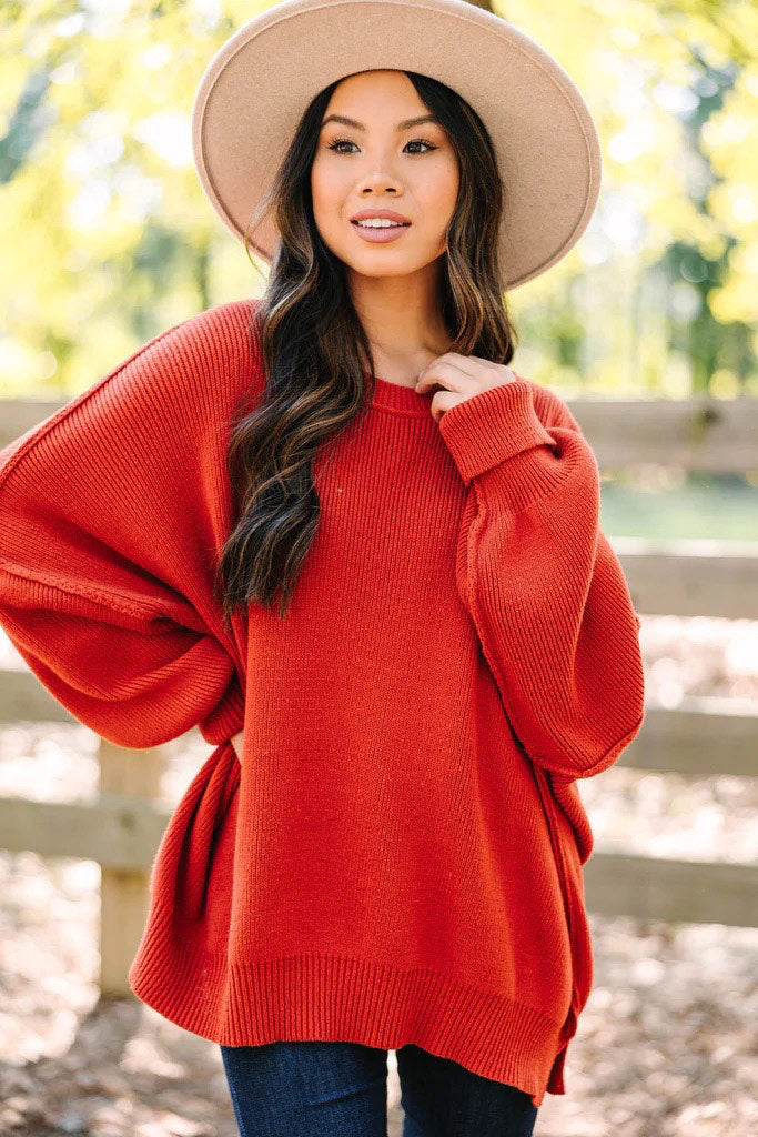 CHIRNAISHOP - Give You Joy Clay Orange Dolman Sweater