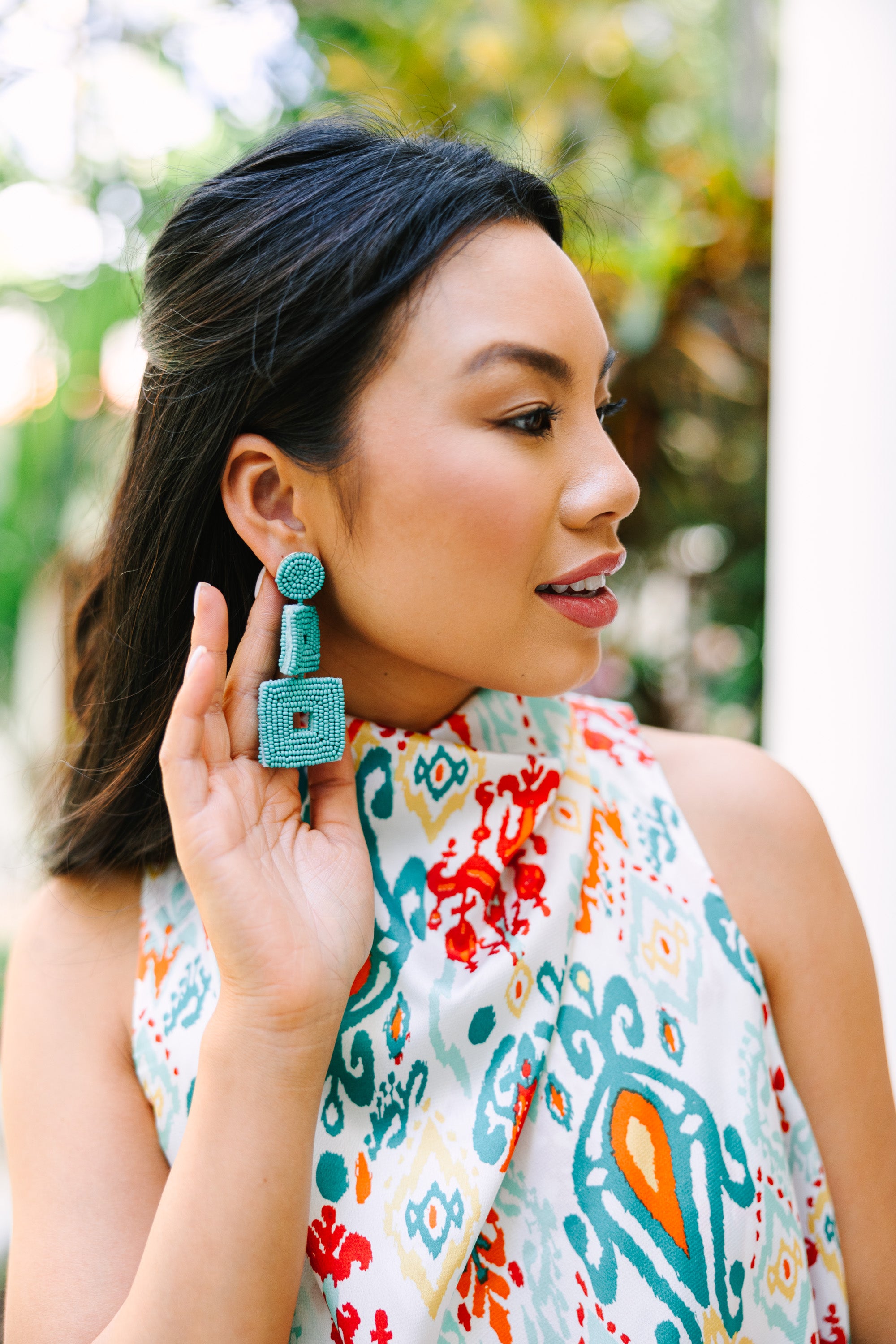 CHIRNAISHOP - Love You Deeply Mint Green Beaded Earrings