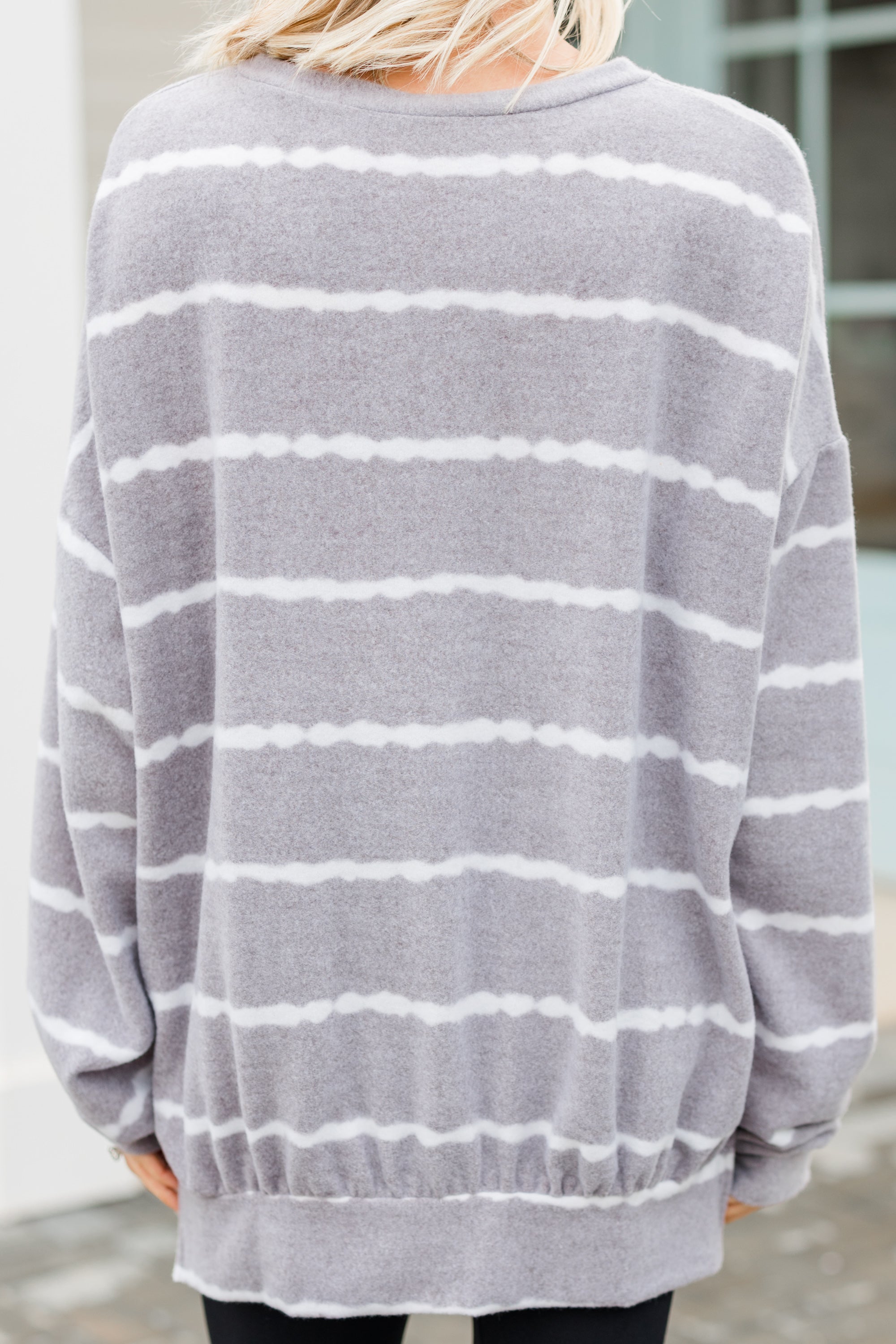 CHIRNAISHOP - Give you A Chance Gray Striped Pullover