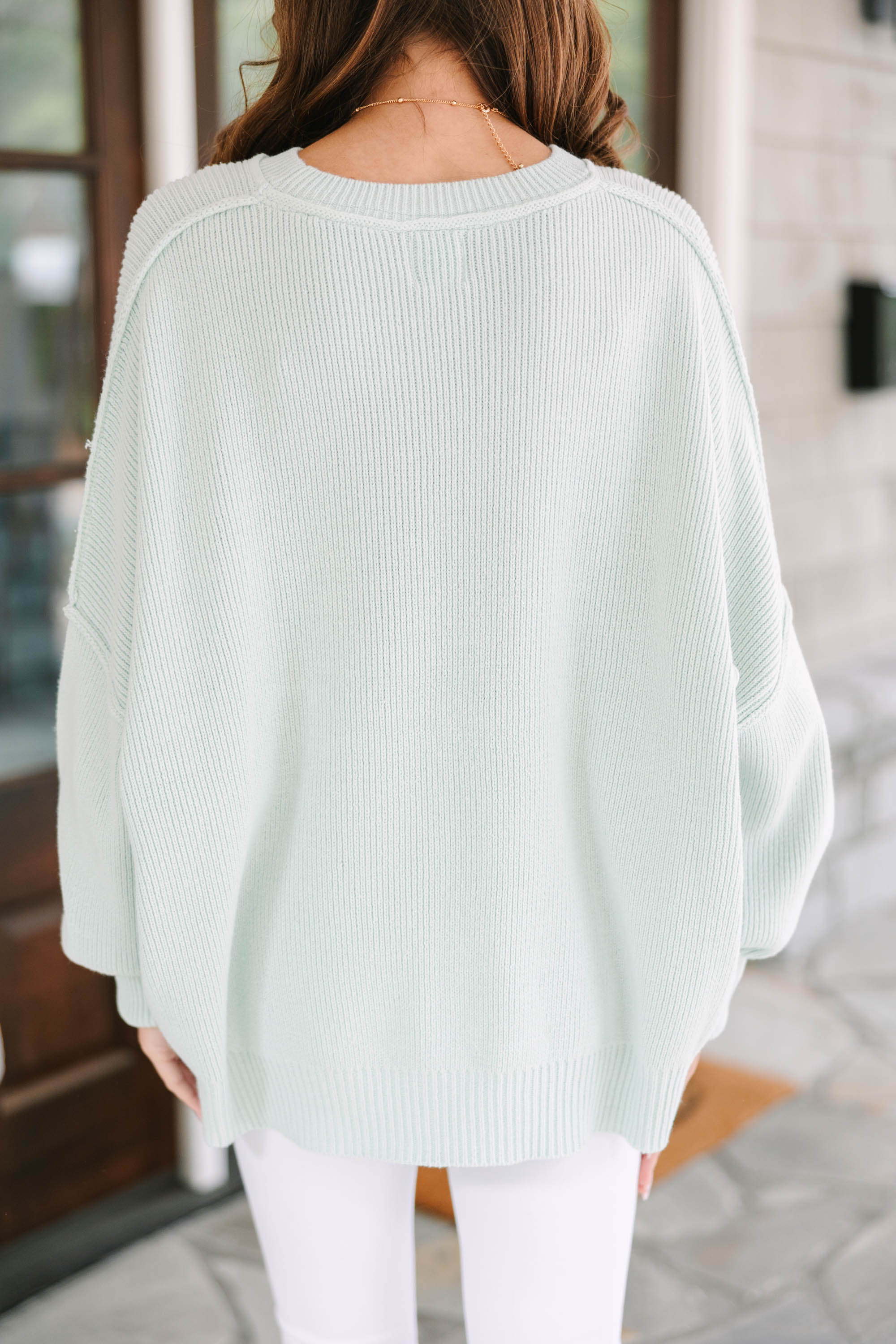 CHIRNAISHOP - Give You Joy Light Green Dolman Sweater