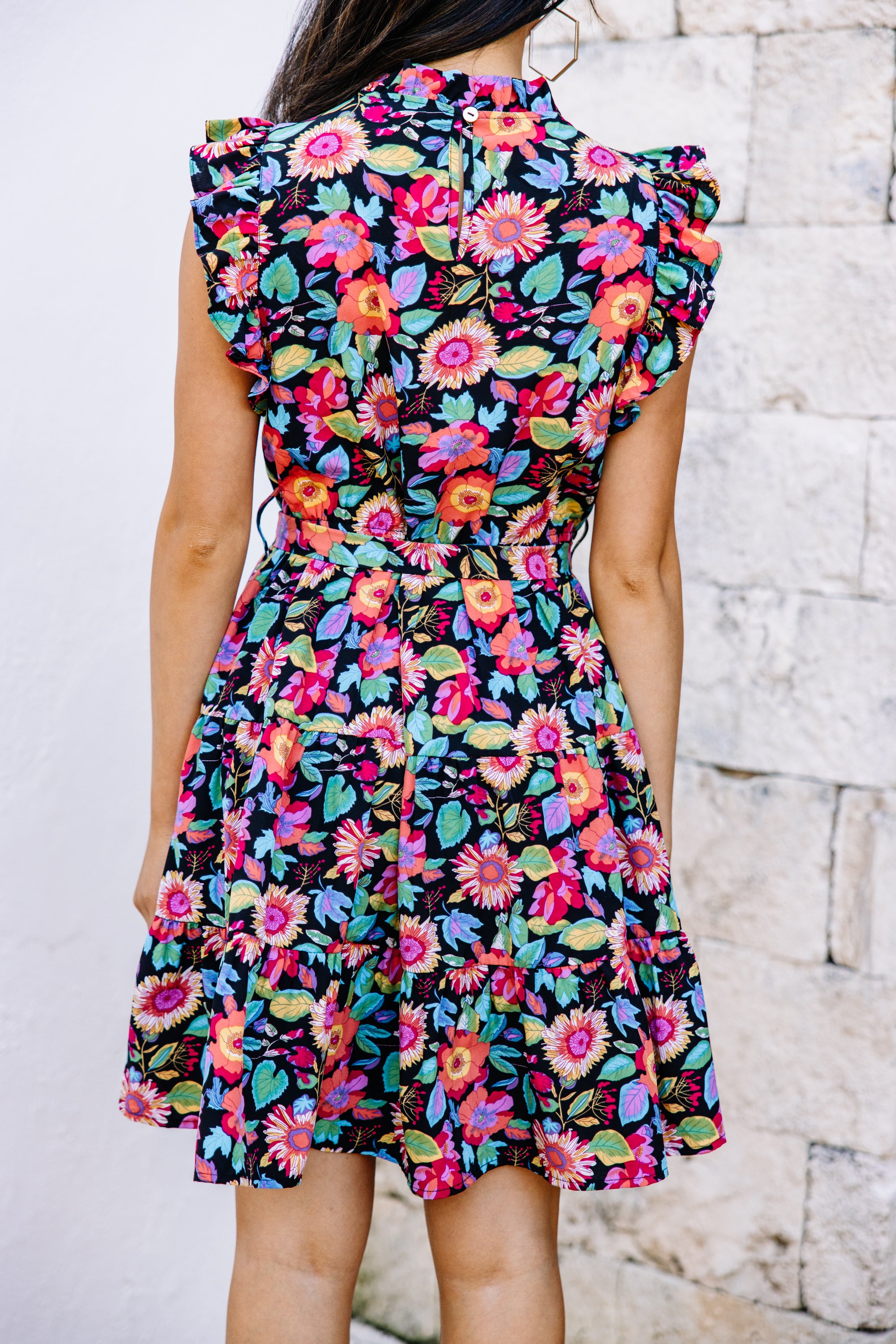 CHIRNAISHOP - Bold Moves Black Floral Dress