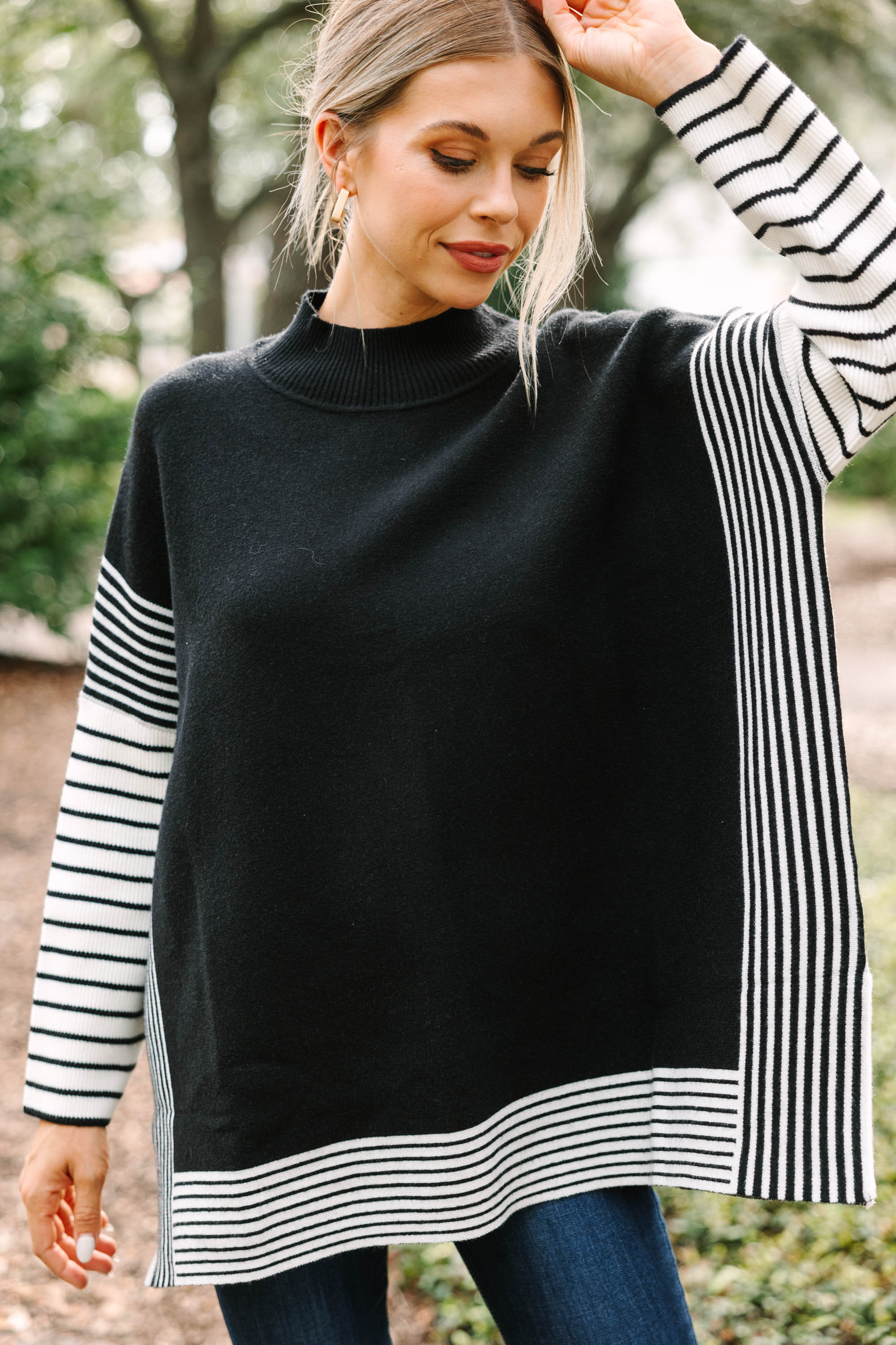 CHIRNAISHOP - All In Black Striped Tunic