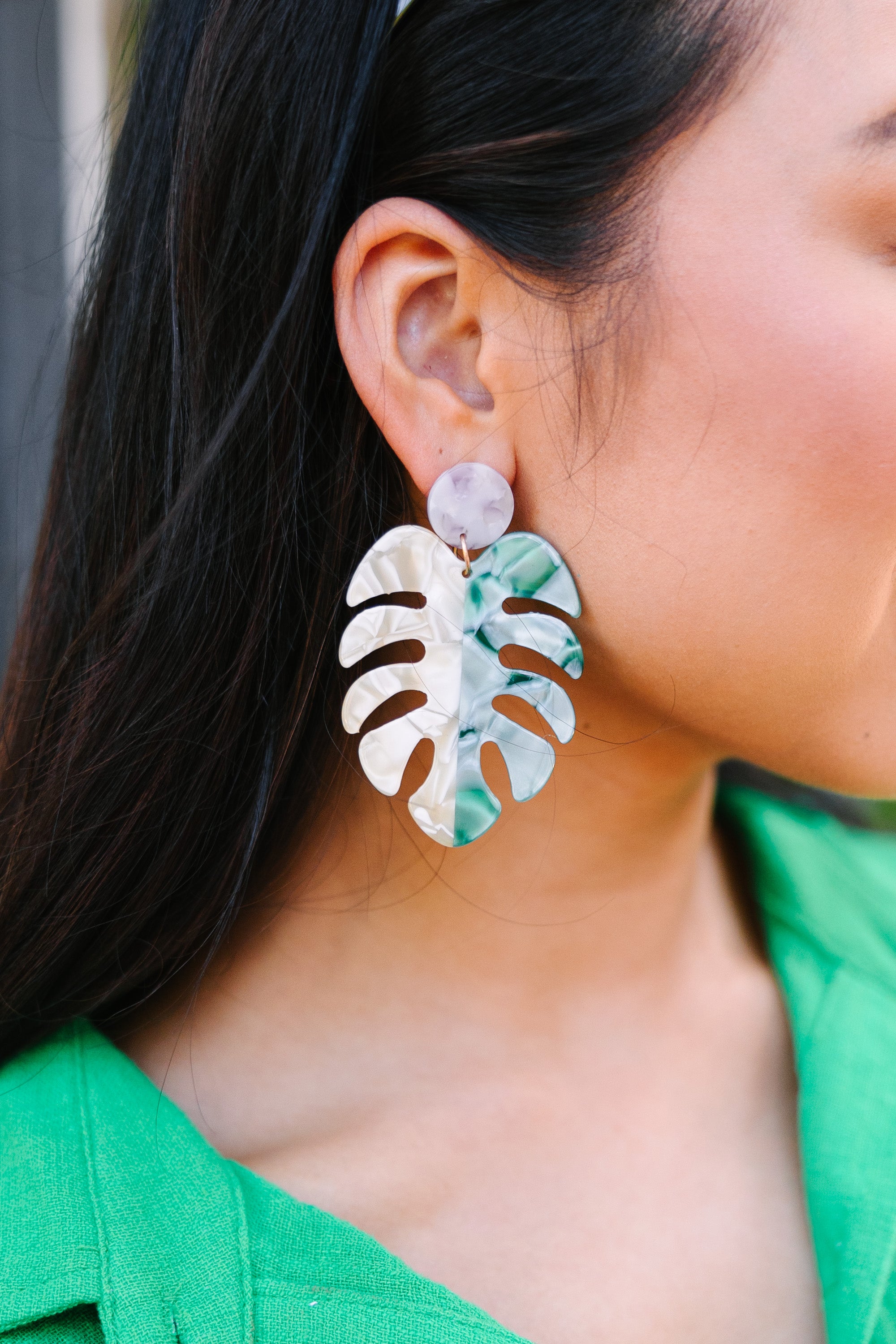 CHIRNAISHOP - All's Fair Green Palm Earrings