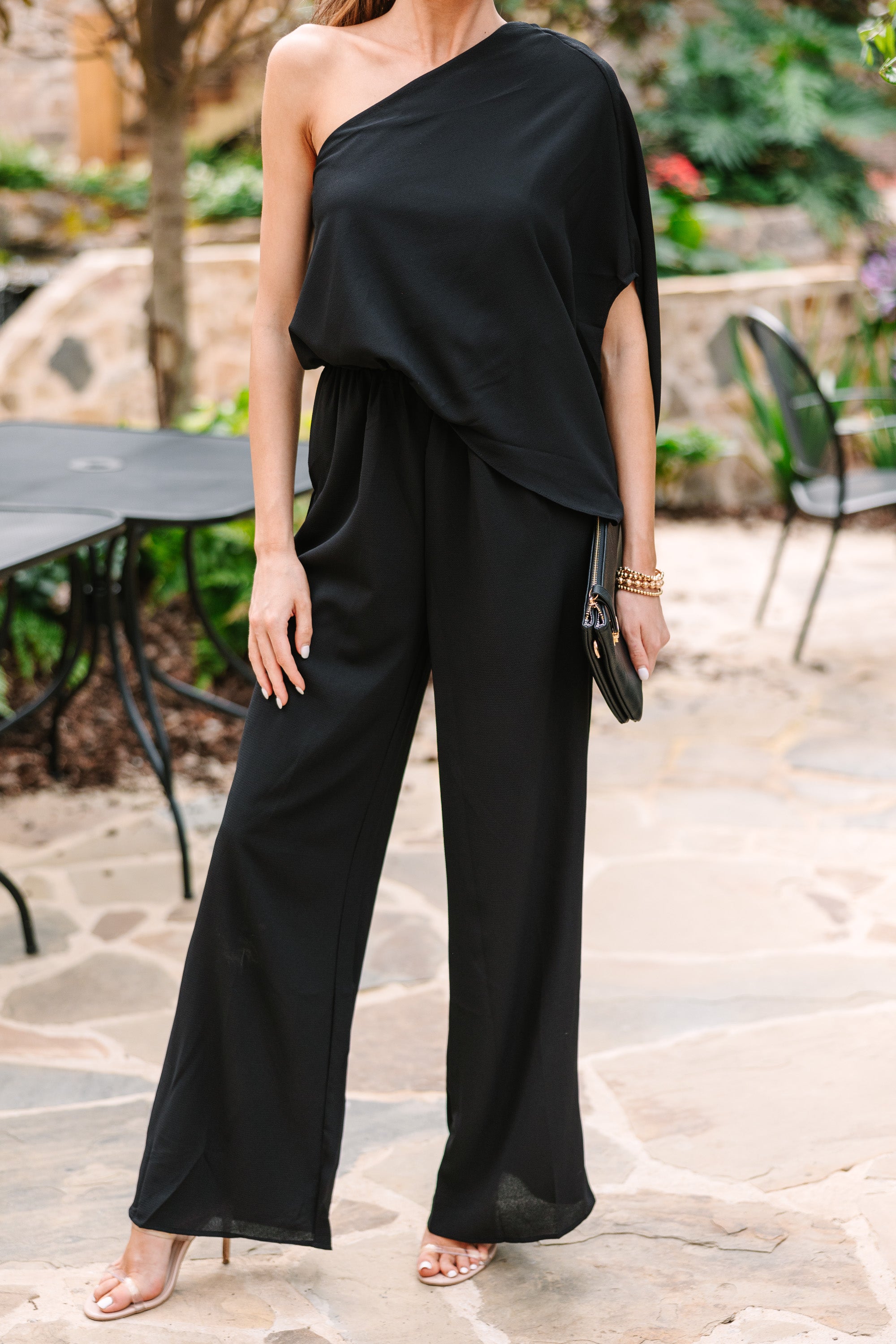 CHIRNAISHOP - Fab Opportunities Black One Shoulder Jumpsuit