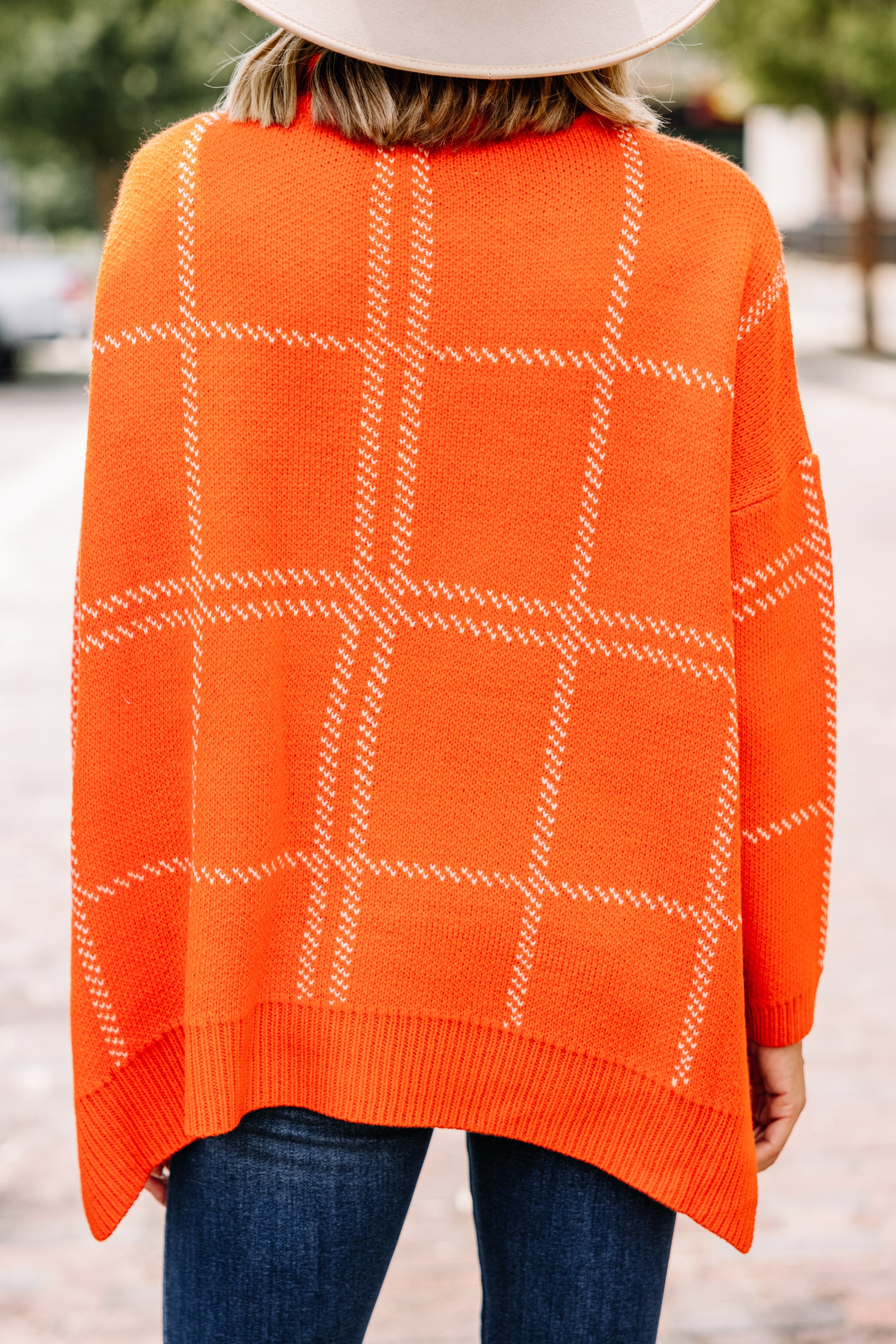CHIRNAISHOP - Mountain Views Orange Plaid Sweater