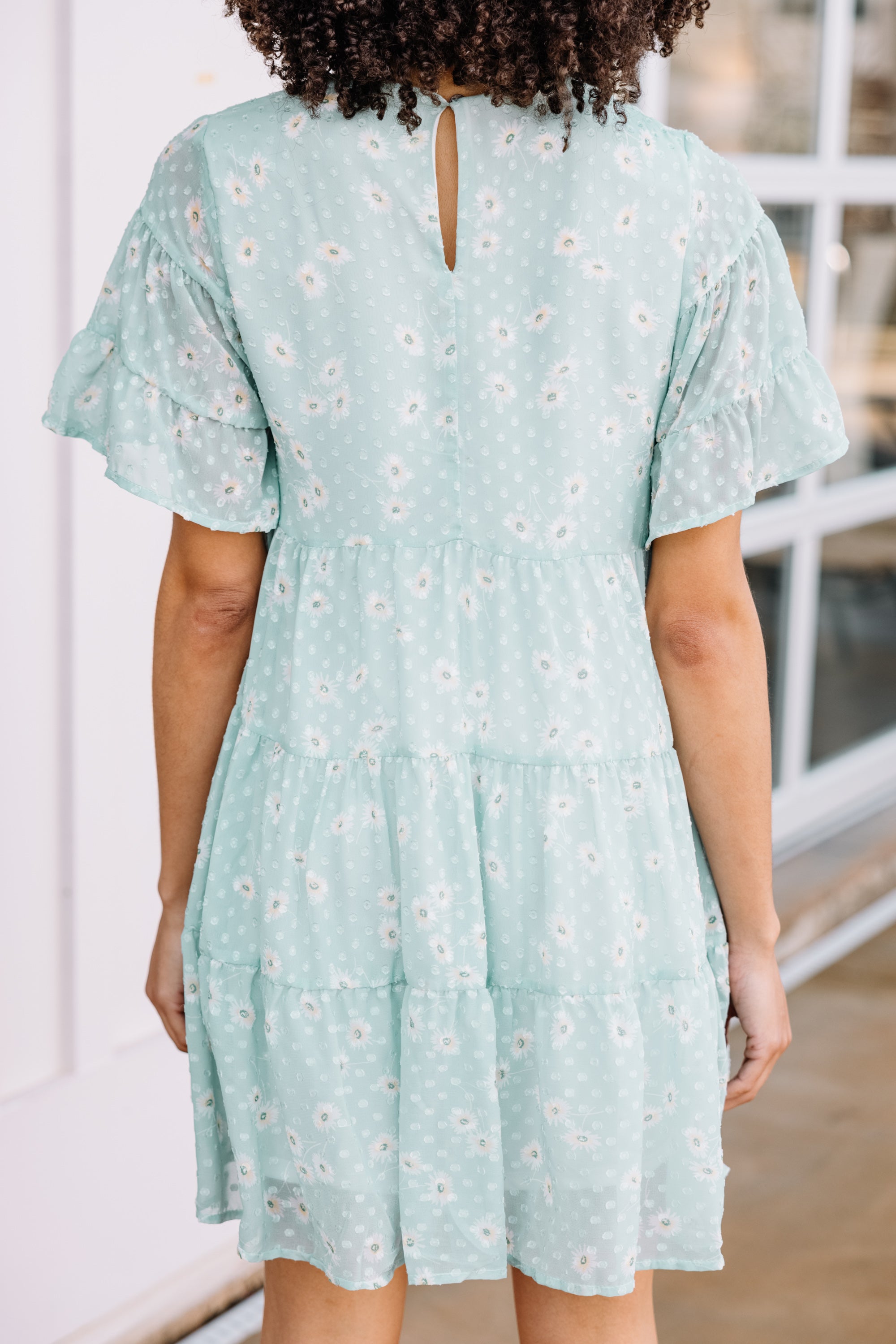 CHIRNAISHOP - Find Your Way Sage Green Swiss Dot Dress