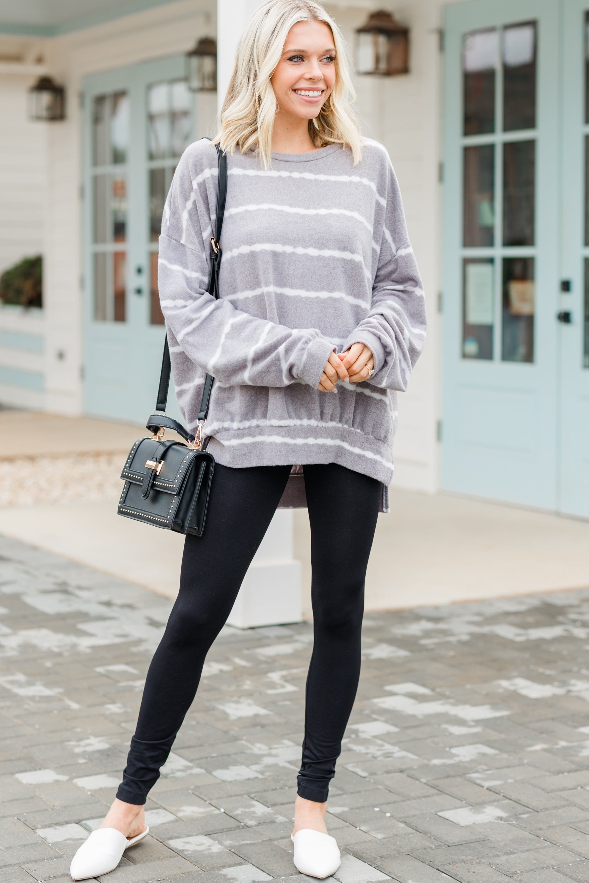 CHIRNAISHOP - Give you A Chance Gray Striped Pullover