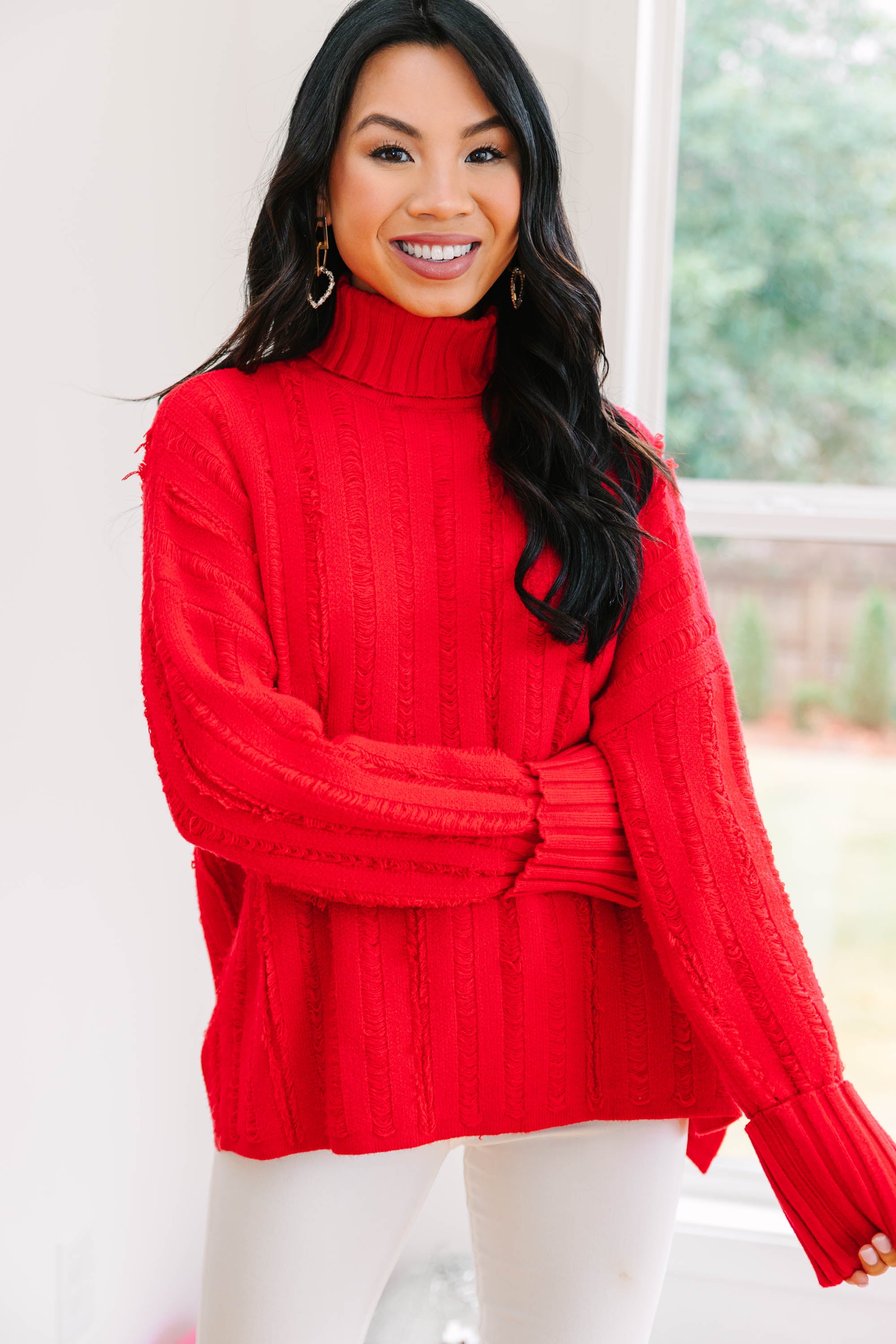 CHIRNAISHOP - Start The Conversation Red Fringe Sweater
