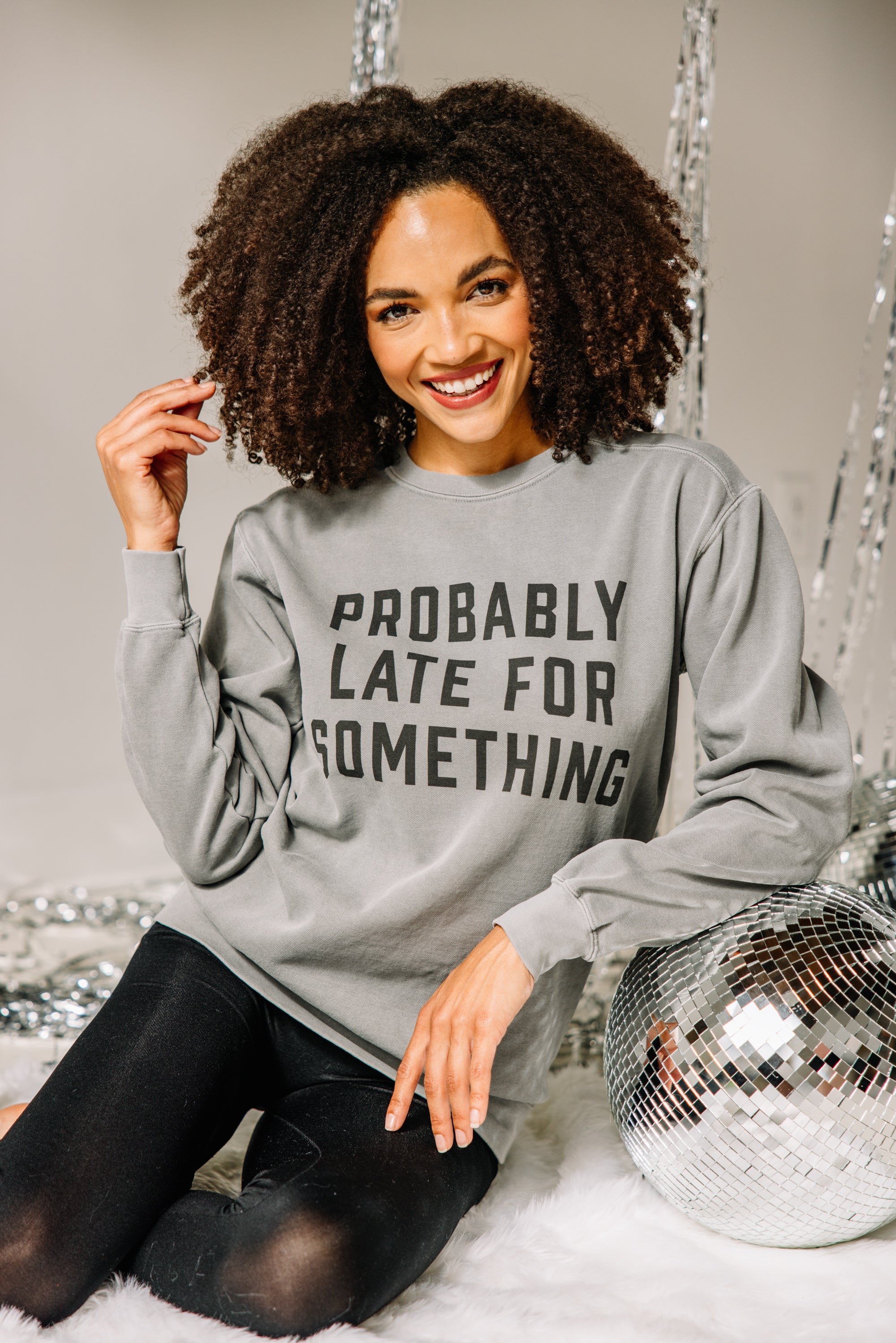 CHIRNAISHOP - Comfort Colors: Probably Late Gray Graphic Sweatshirt