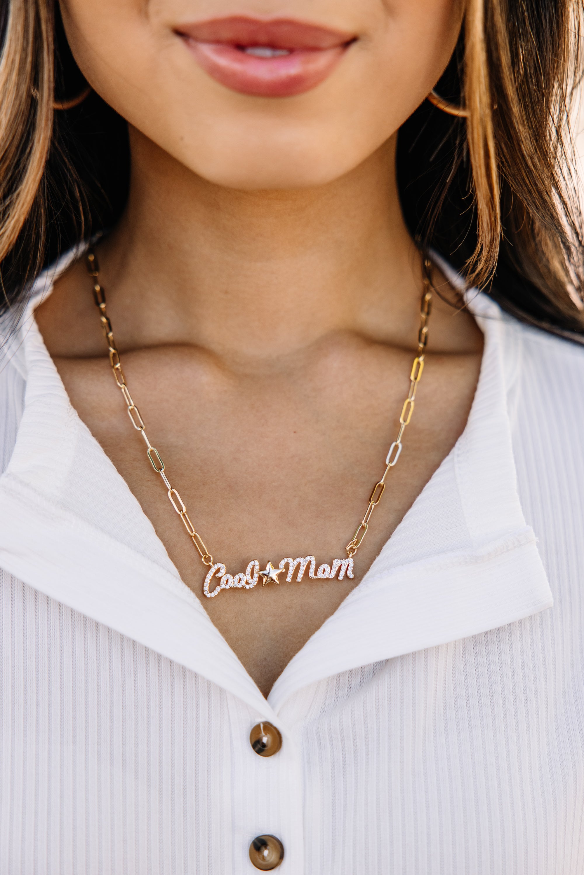 CHIRNAISHOP - Treasure Jewels: Cool Mom Gold Necklace