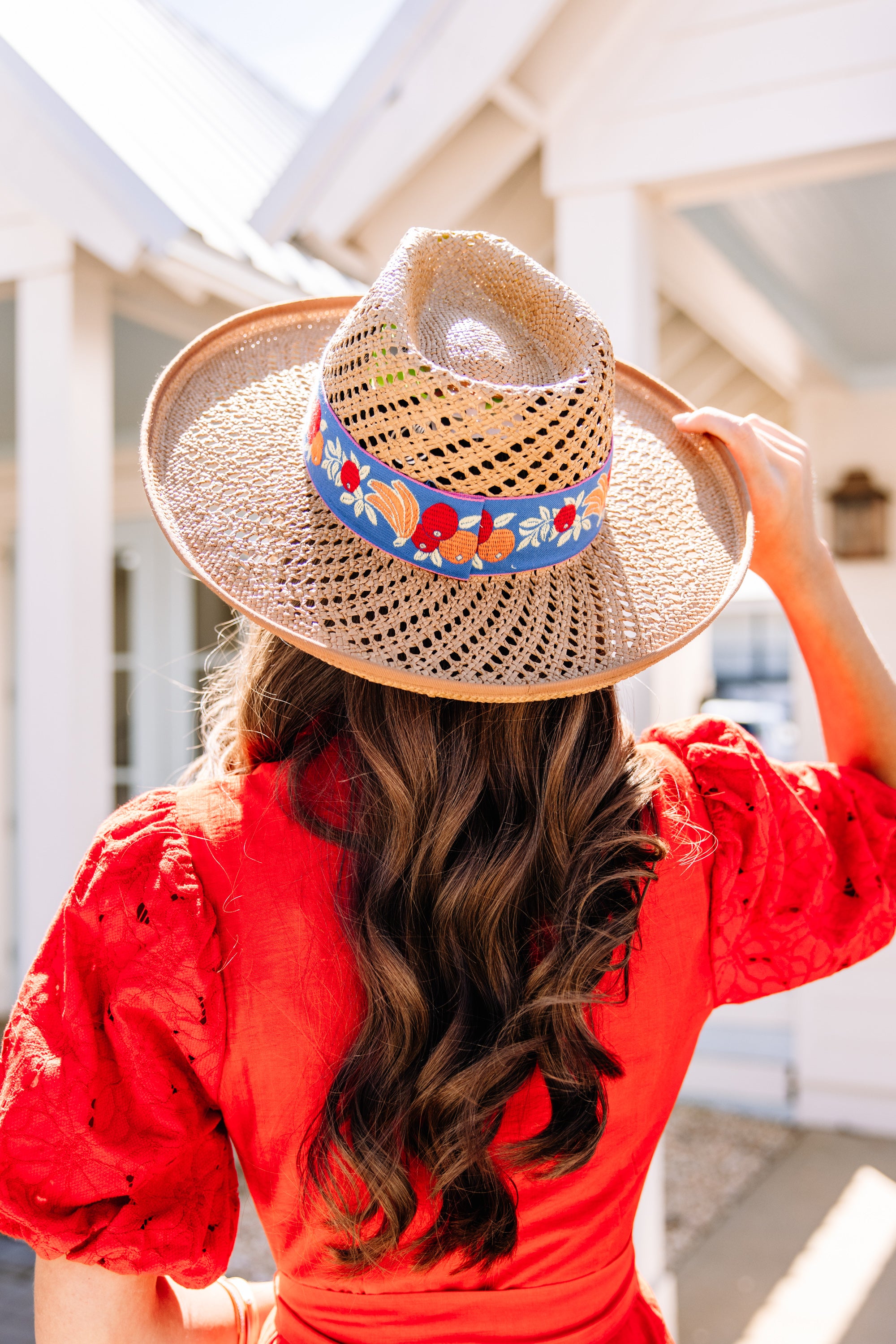 CHIRNAISHOP - Olive & Pique: Sweet Beginnings Tan Straw Banded Hat