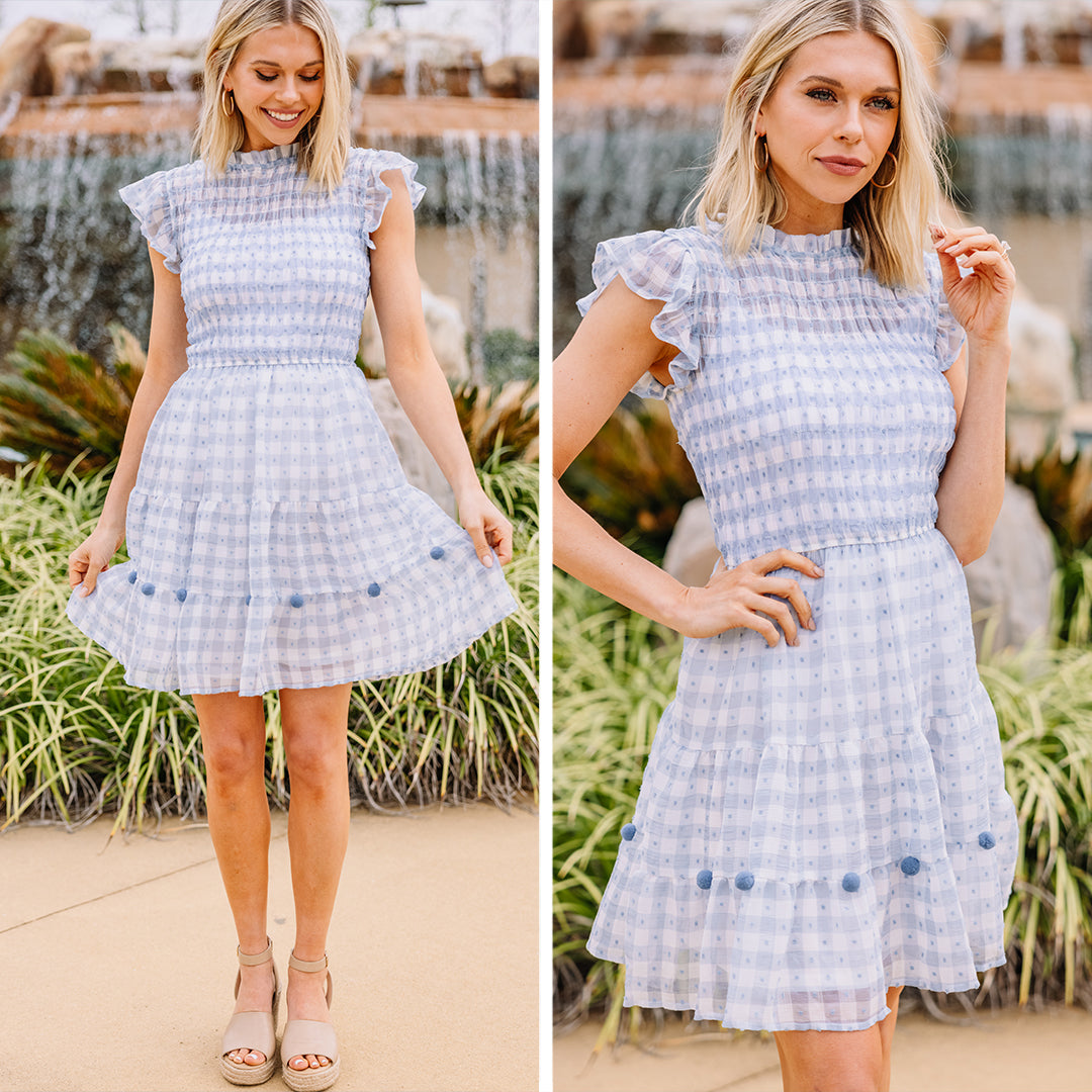 CHIRNAISHOP - Chic Persistence Blue Gingham Dress