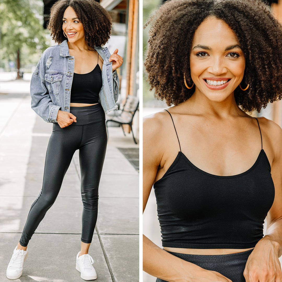 CHIRNAISHOP - Casual Confidence Black Crop Cami