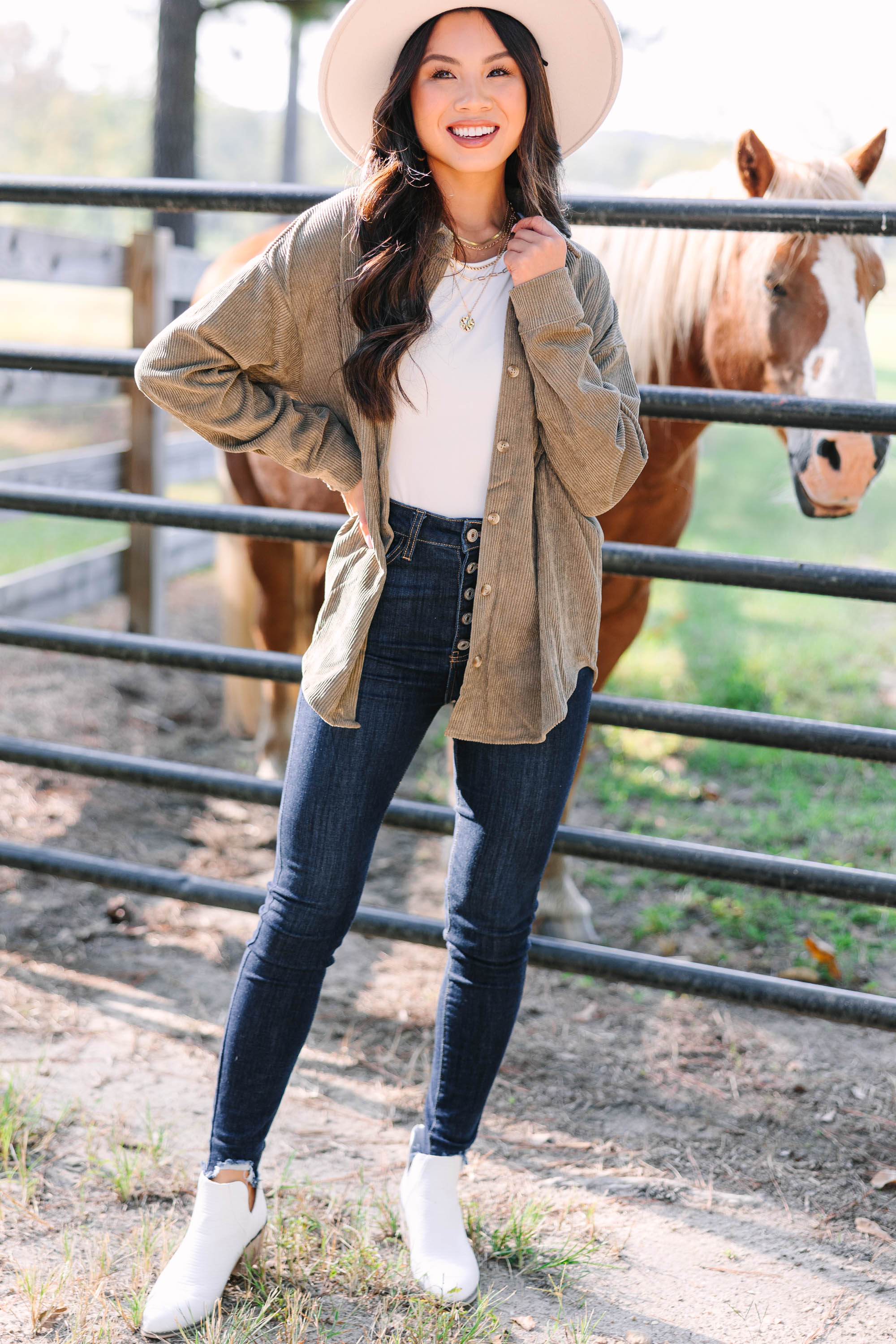 CHIRNAISHOP - Feeling Your Best Olive Green Corduroy Shacket