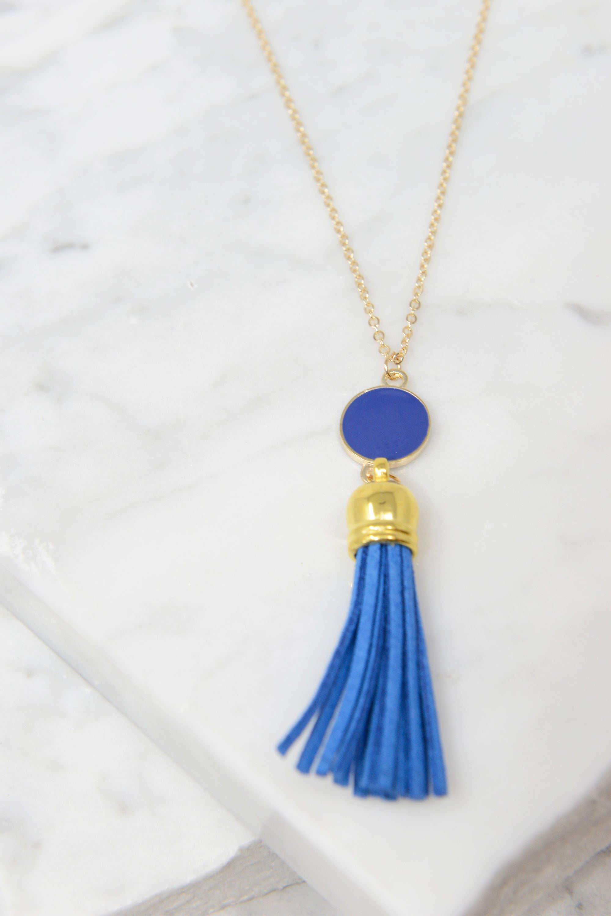 CHIRNAISHOP - Give It To You Navy Blue Tassel Necklace