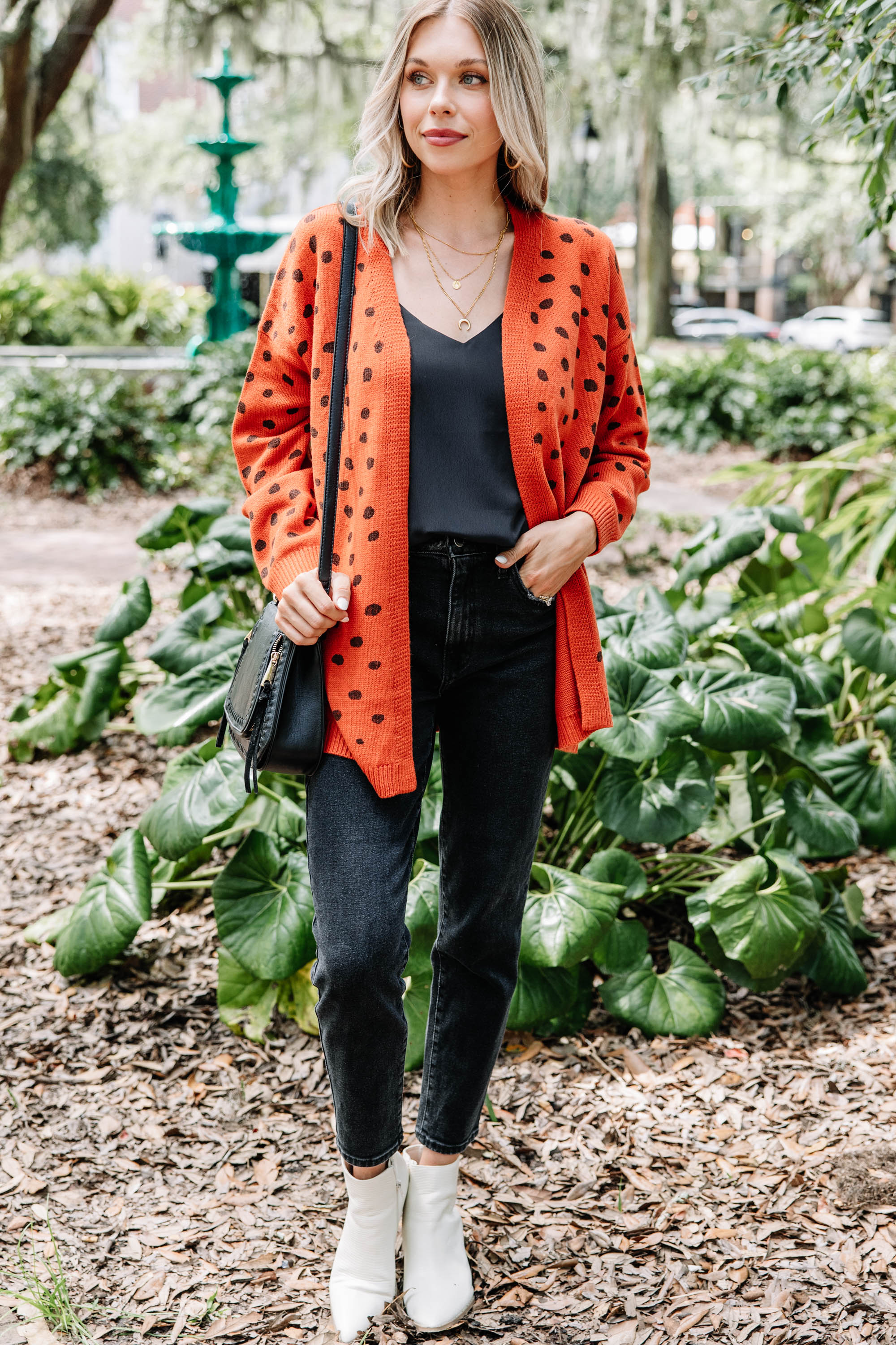 CHIRNAISHOP - Get Moving Canyon Clay Orange Spotted Cardigan