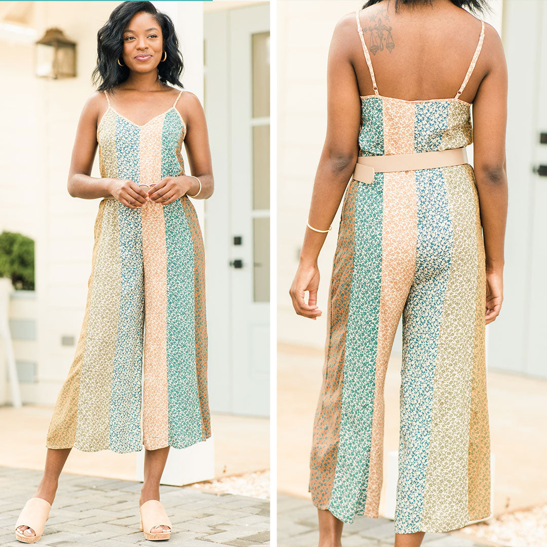 CHIRNAISHOP - Feeling Free Rust Orange Ditsy Floral Jumpsuit