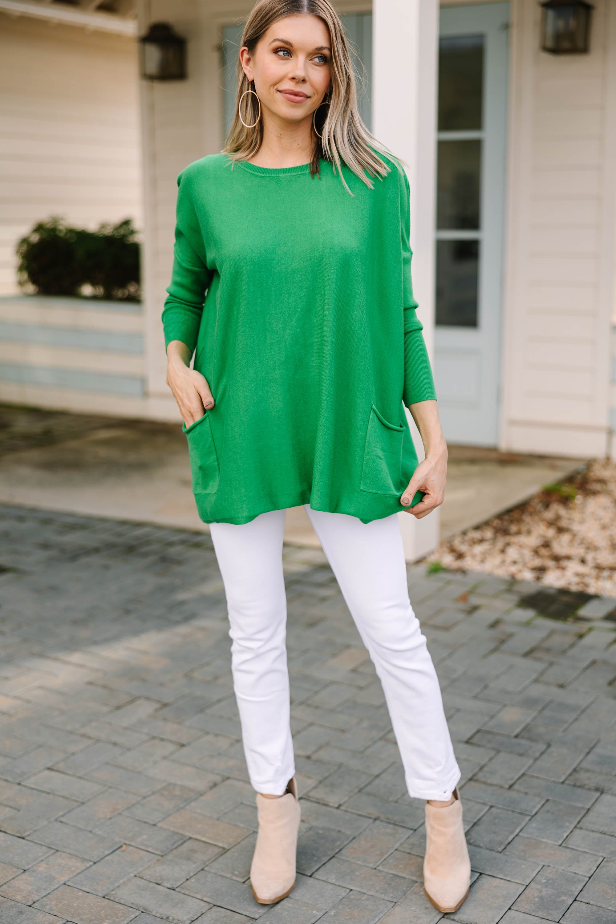 CHIRNAISHOP - Loving My Life Kelly Green Pocket Tunic