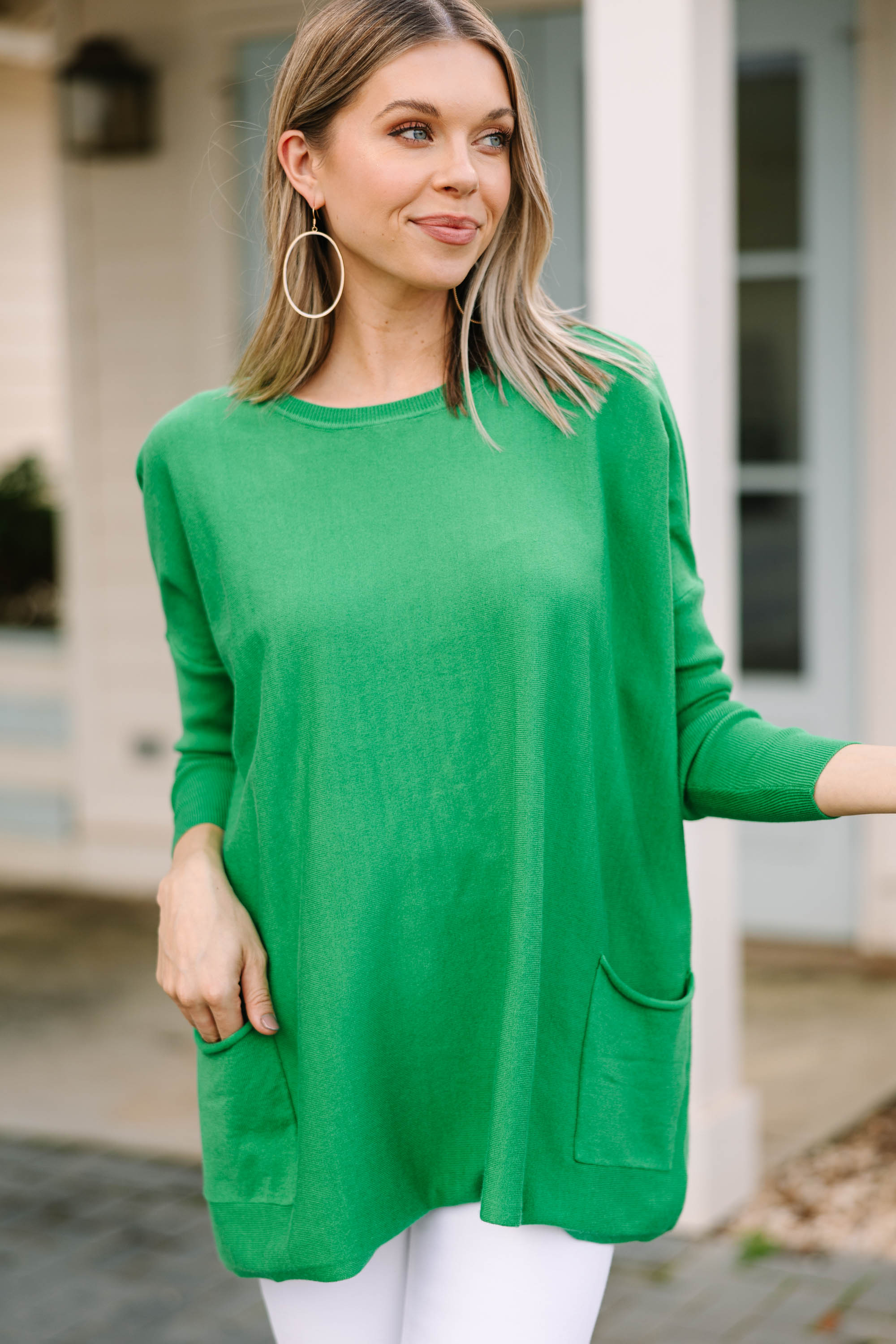 CHIRNAISHOP - Loving My Life Kelly Green Pocket Tunic
