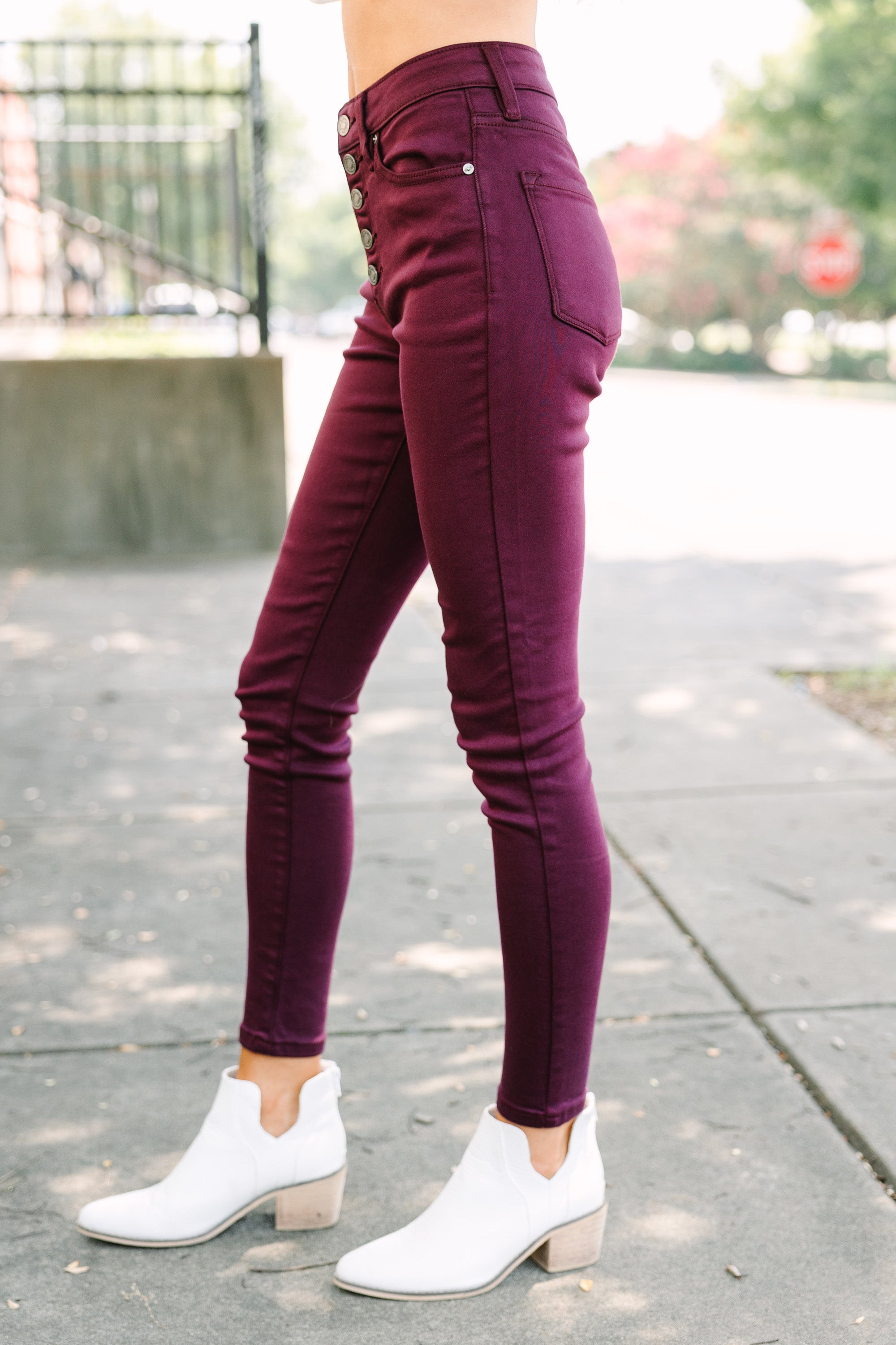 CHIRNAISHOP - KanCan: Just A Dream Burgundy Red Skinny Jeans