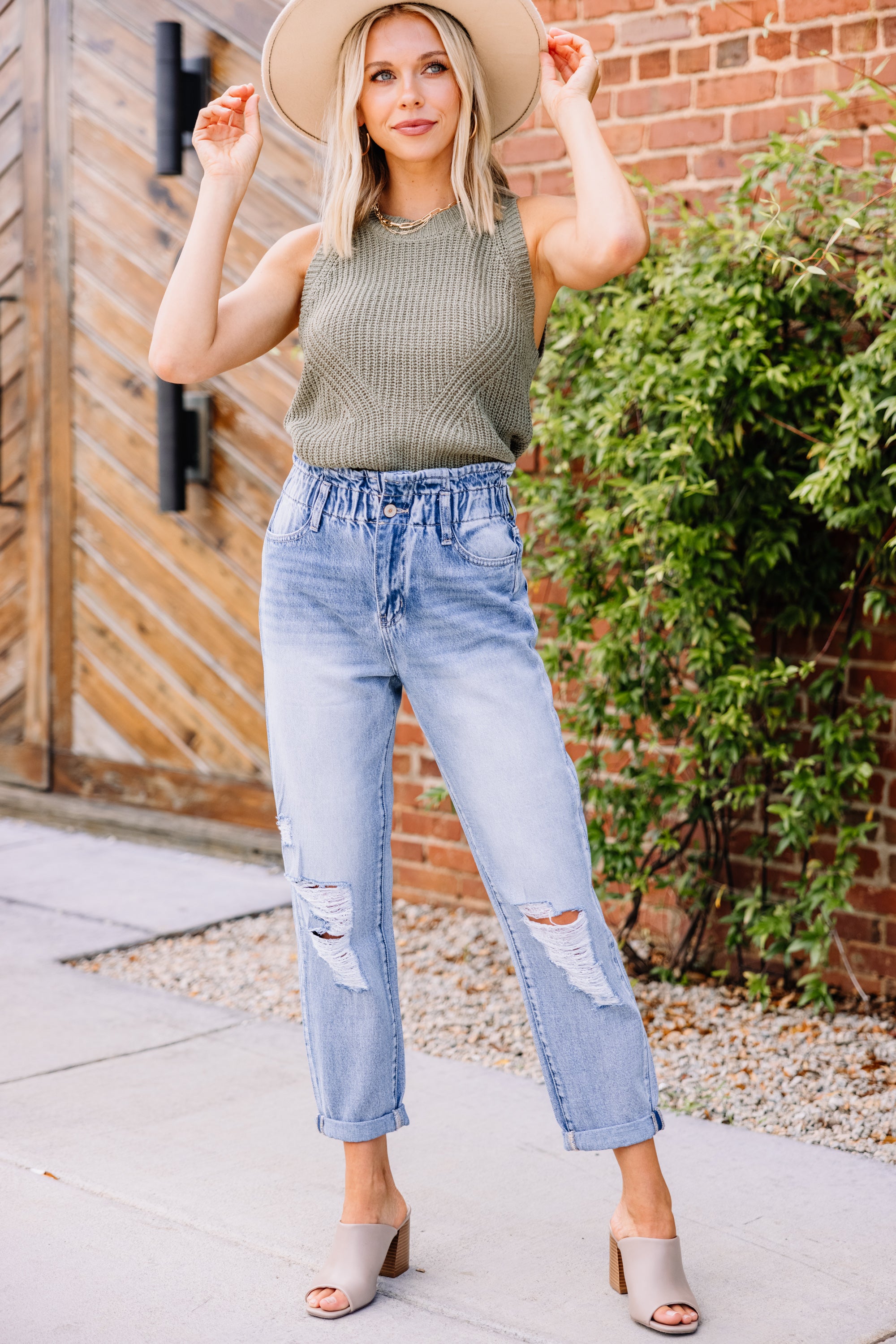 CHIRNAISHOP - KanCan: Never Leave High Rise Paperbag Jeans