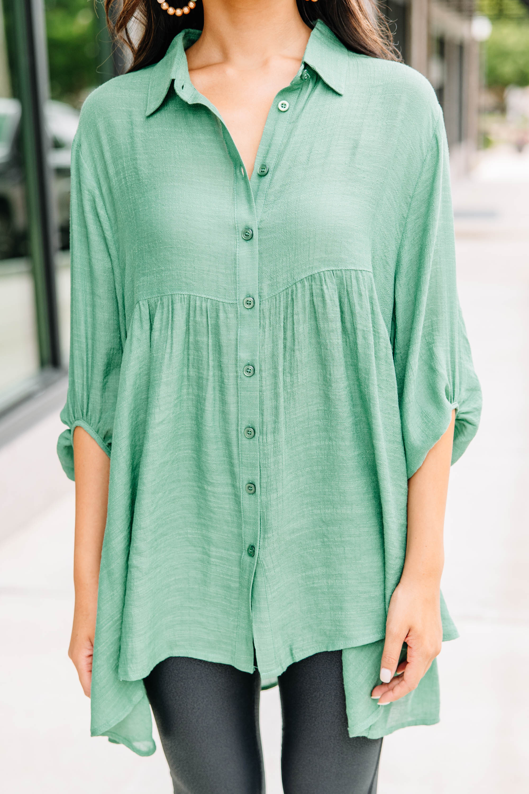 CHIRNAISHOP - Take Me There Lagoon Green Tunic
