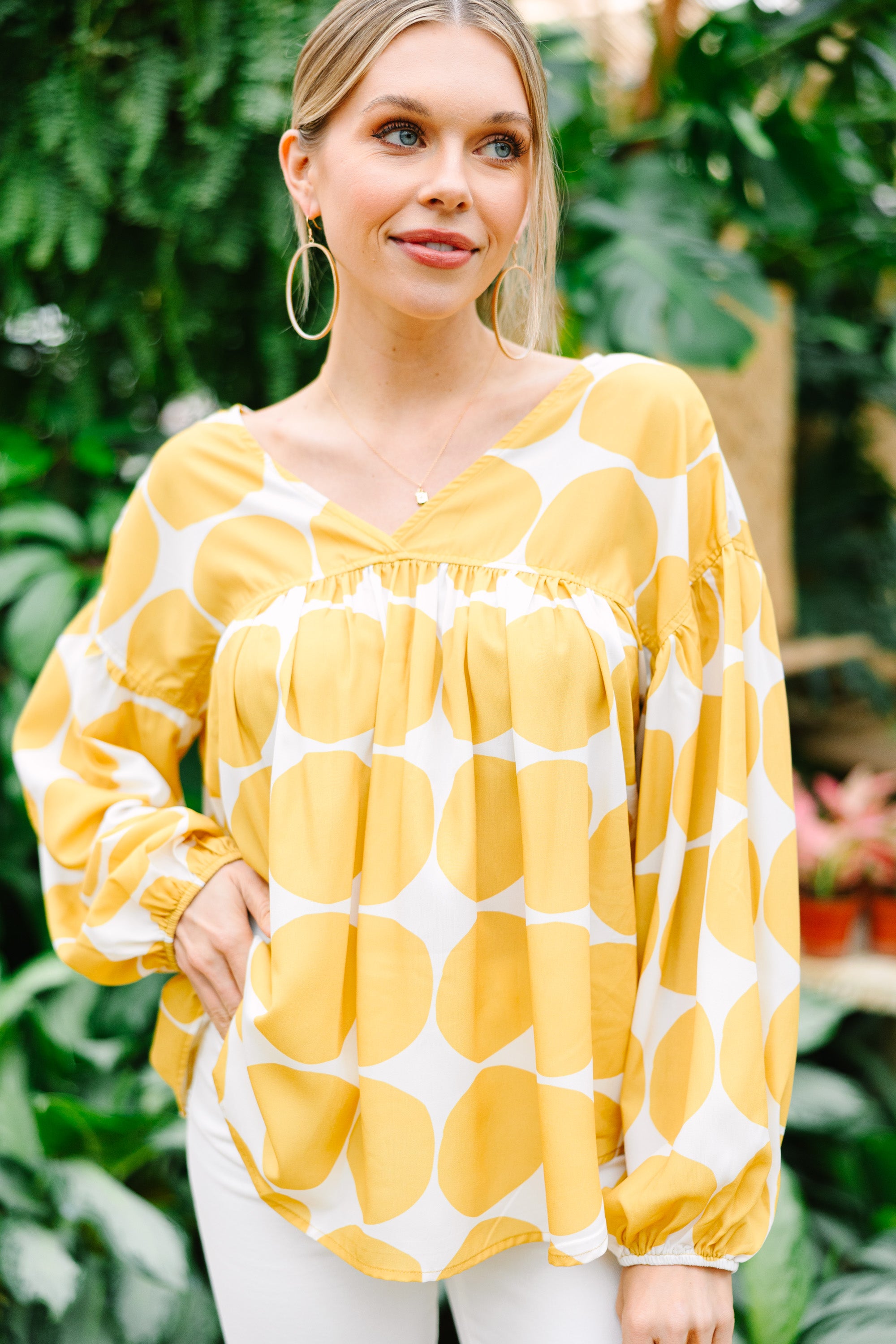 CHIRNAISHOP - On My Mind Mustard Yellow Abstract Blouse