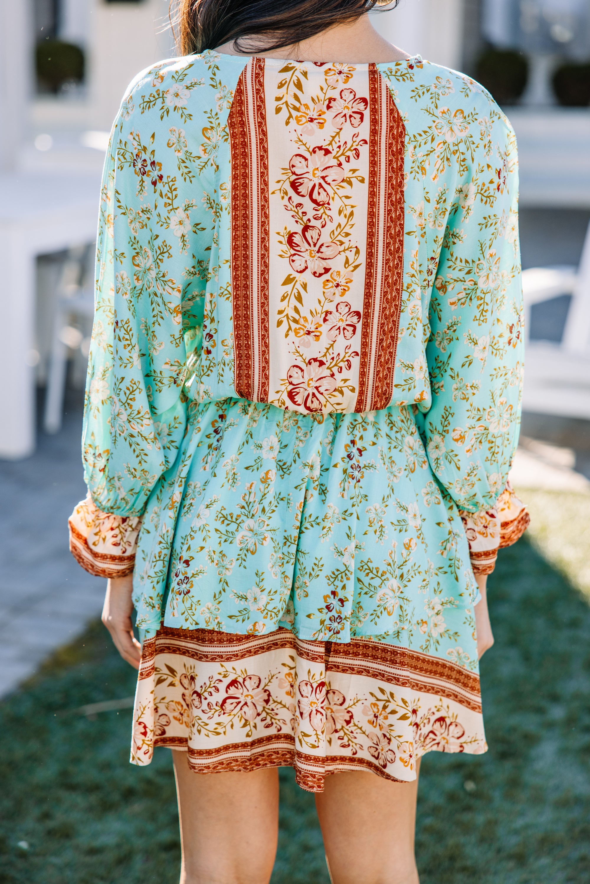 CHIRNAISHOP - Make The News Mint Green Mixed Print Dress