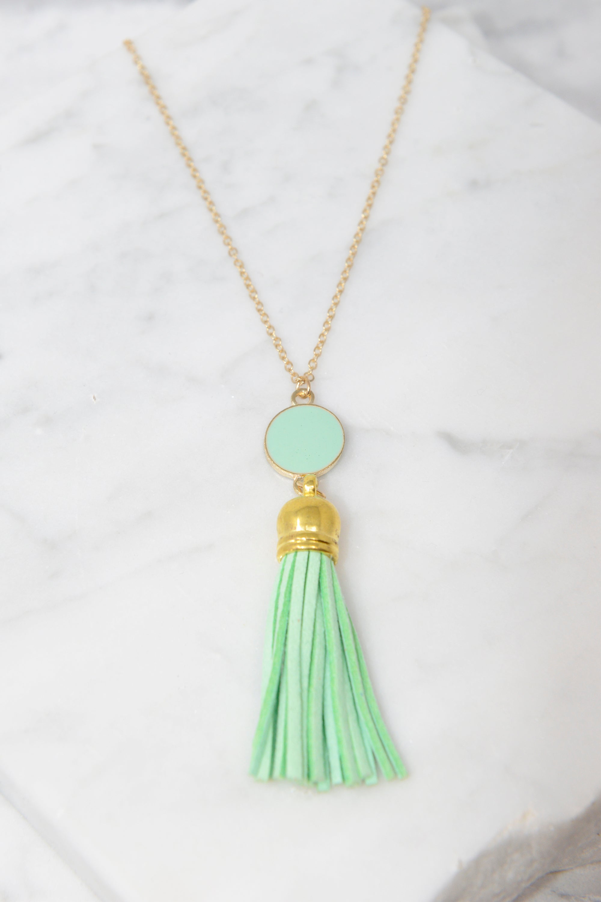 CHIRNAISHOP - Give It To You Mint Green Tassel Necklace