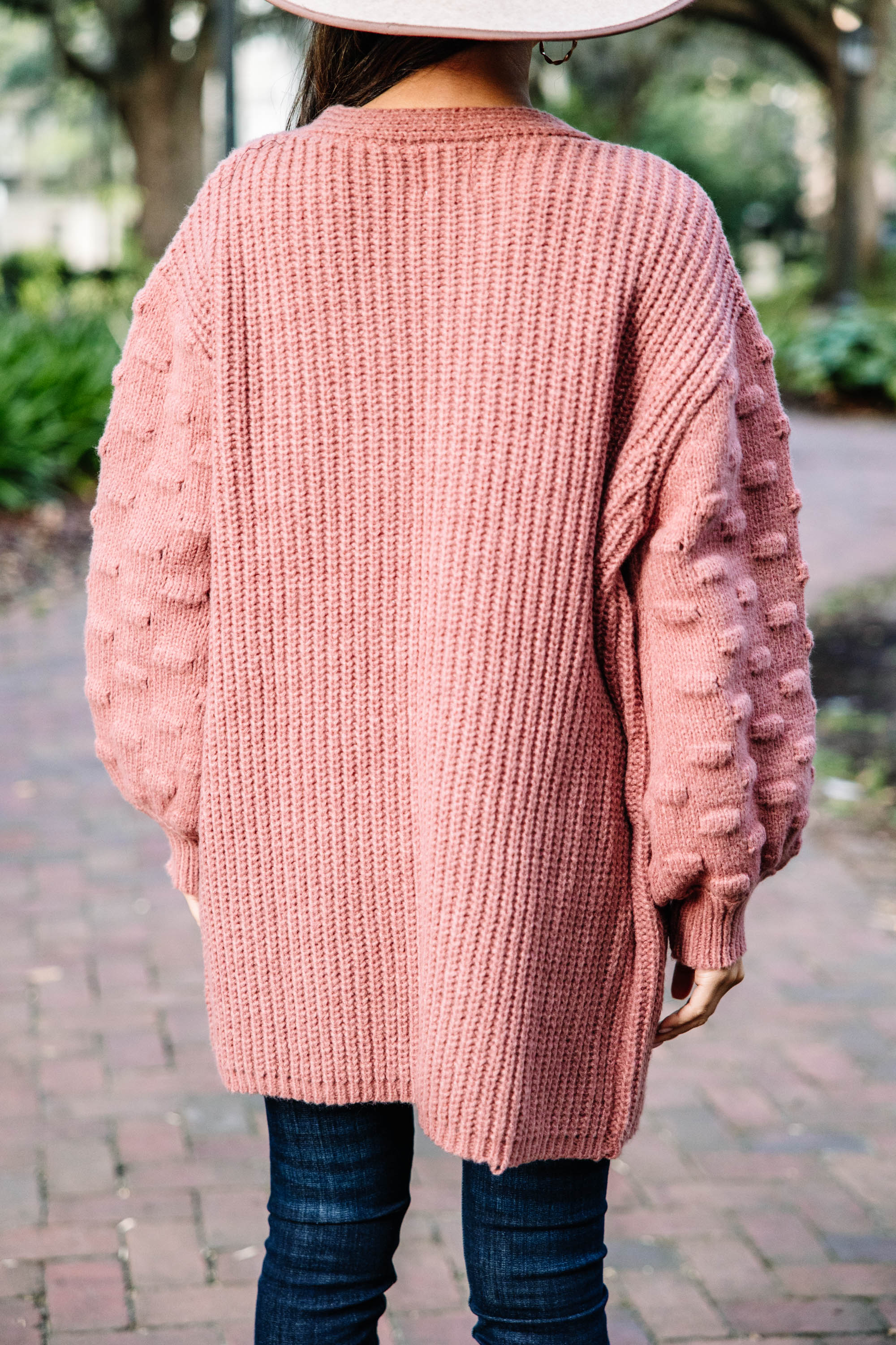 CHIRNAISHOP - Make Your Day Terracotta Red Pompom Cardigan