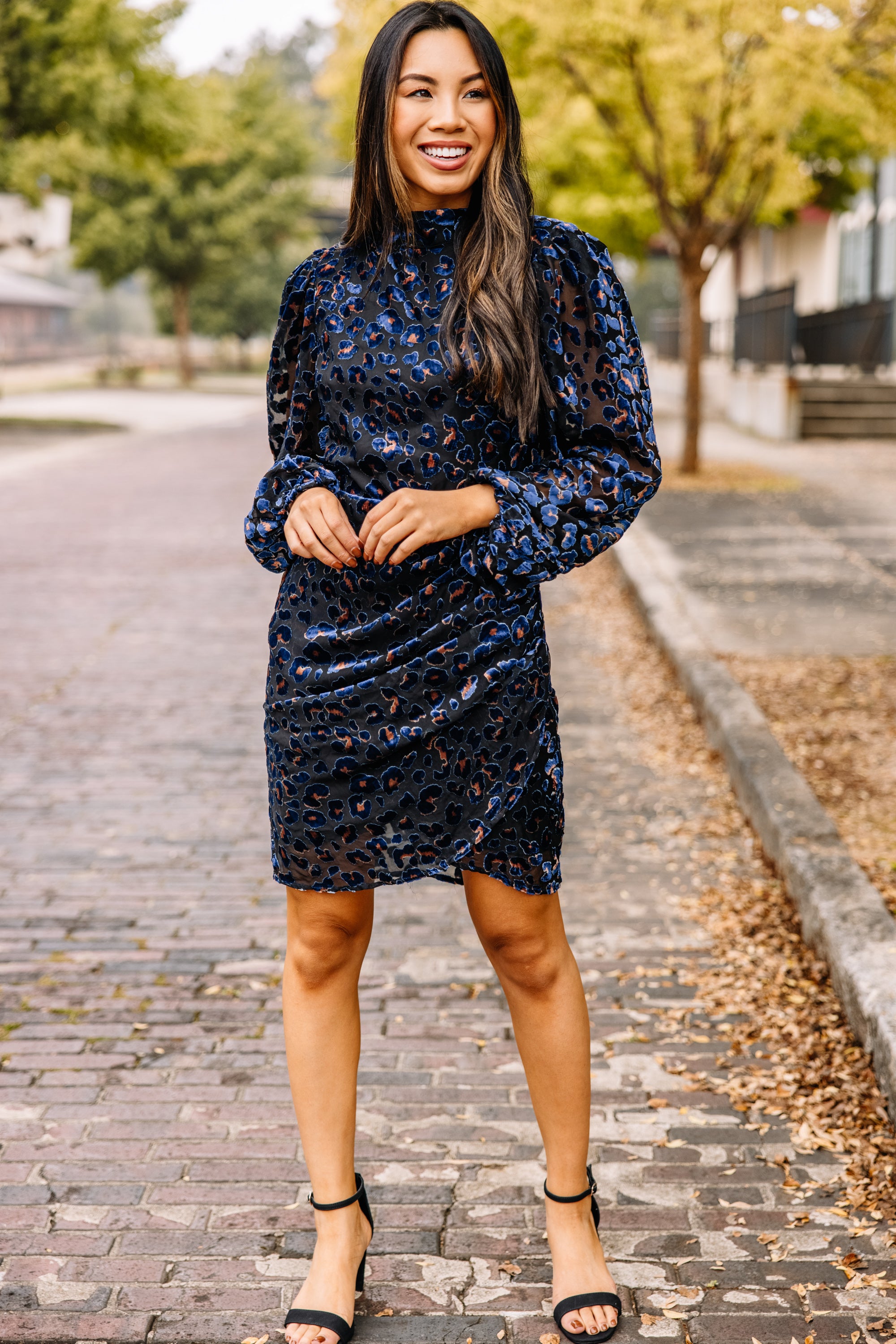 CHIRNAISHOP - All Up To You Blue Leopard Dress