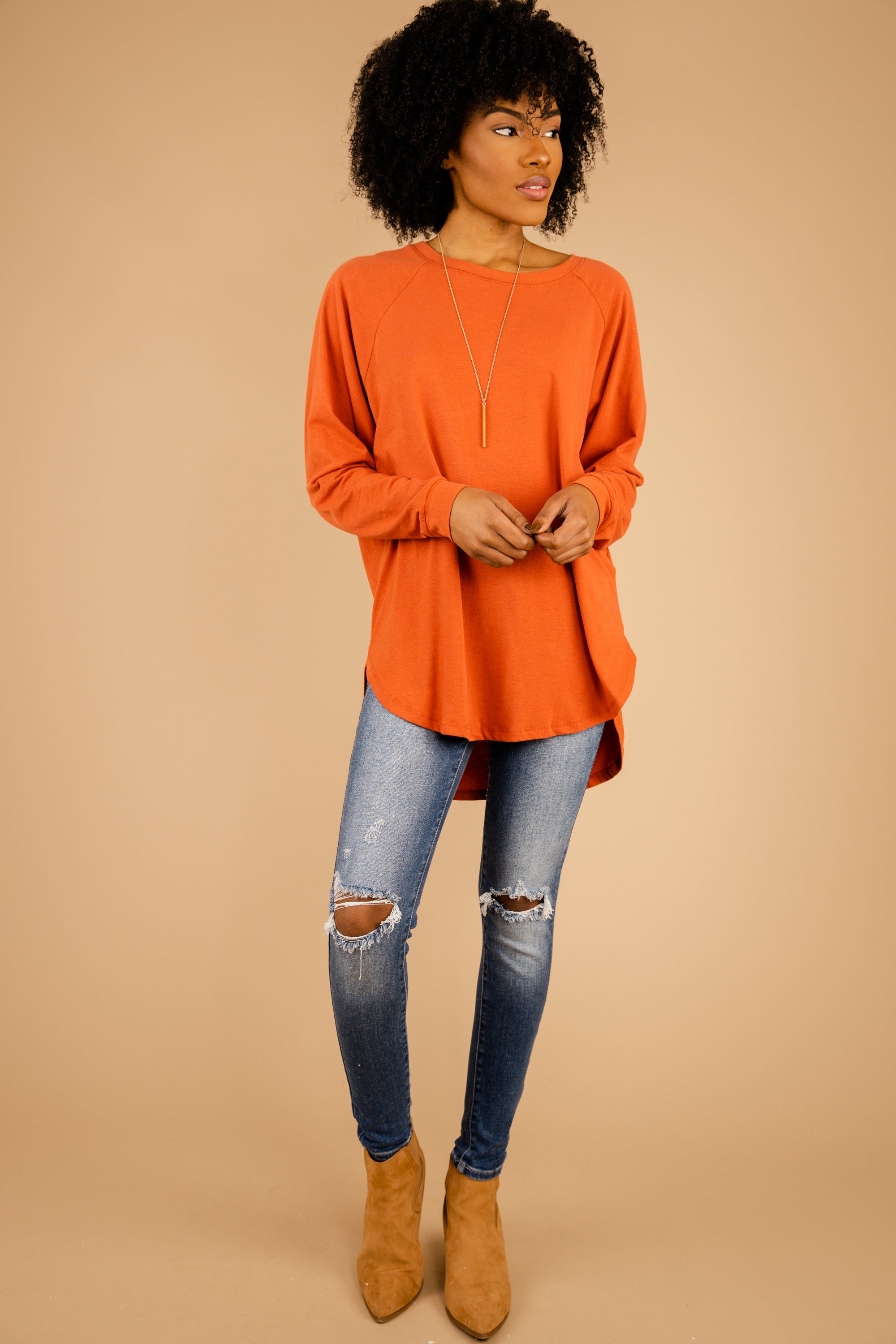 CHIRNAISHOP - Easy Like Sunday Rust Orange Tunic