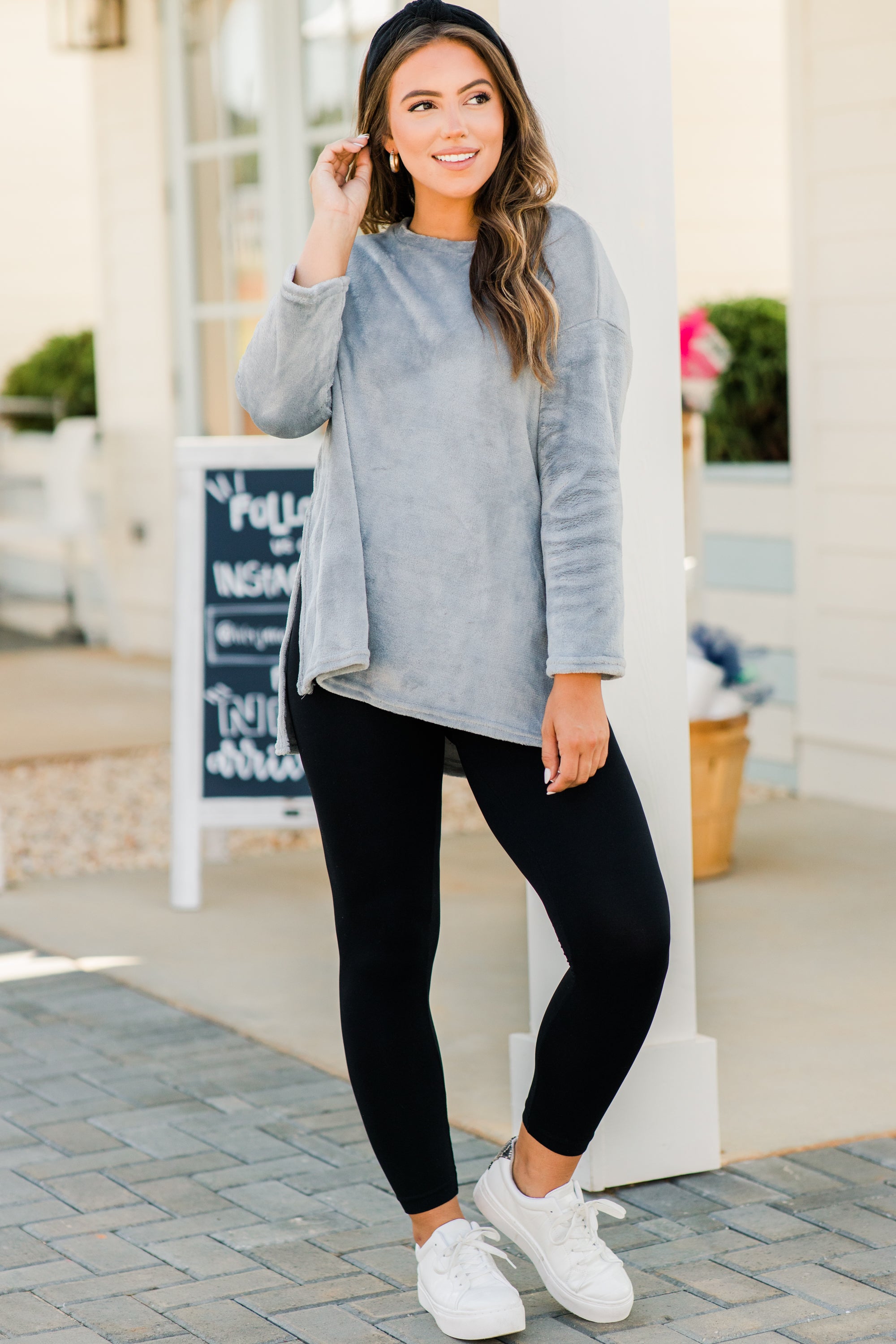 CHIRNAISHOP - Inside And Out Gray Faux Fur Sweater