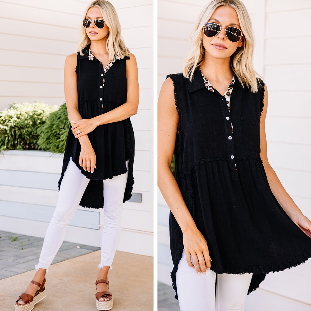 CHIRNAISHOP - Have Your Attention Black Sleeveless Tunic