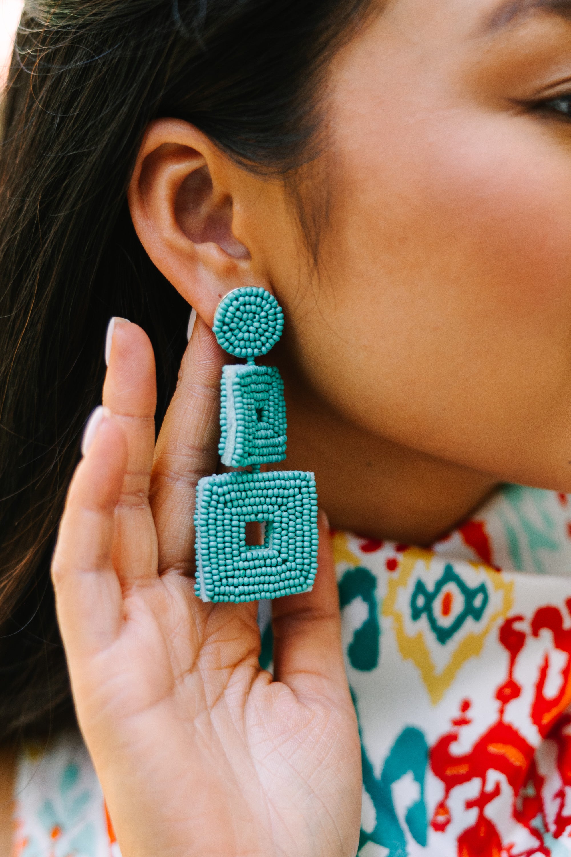 CHIRNAISHOP - Love You Deeply Mint Green Beaded Earrings