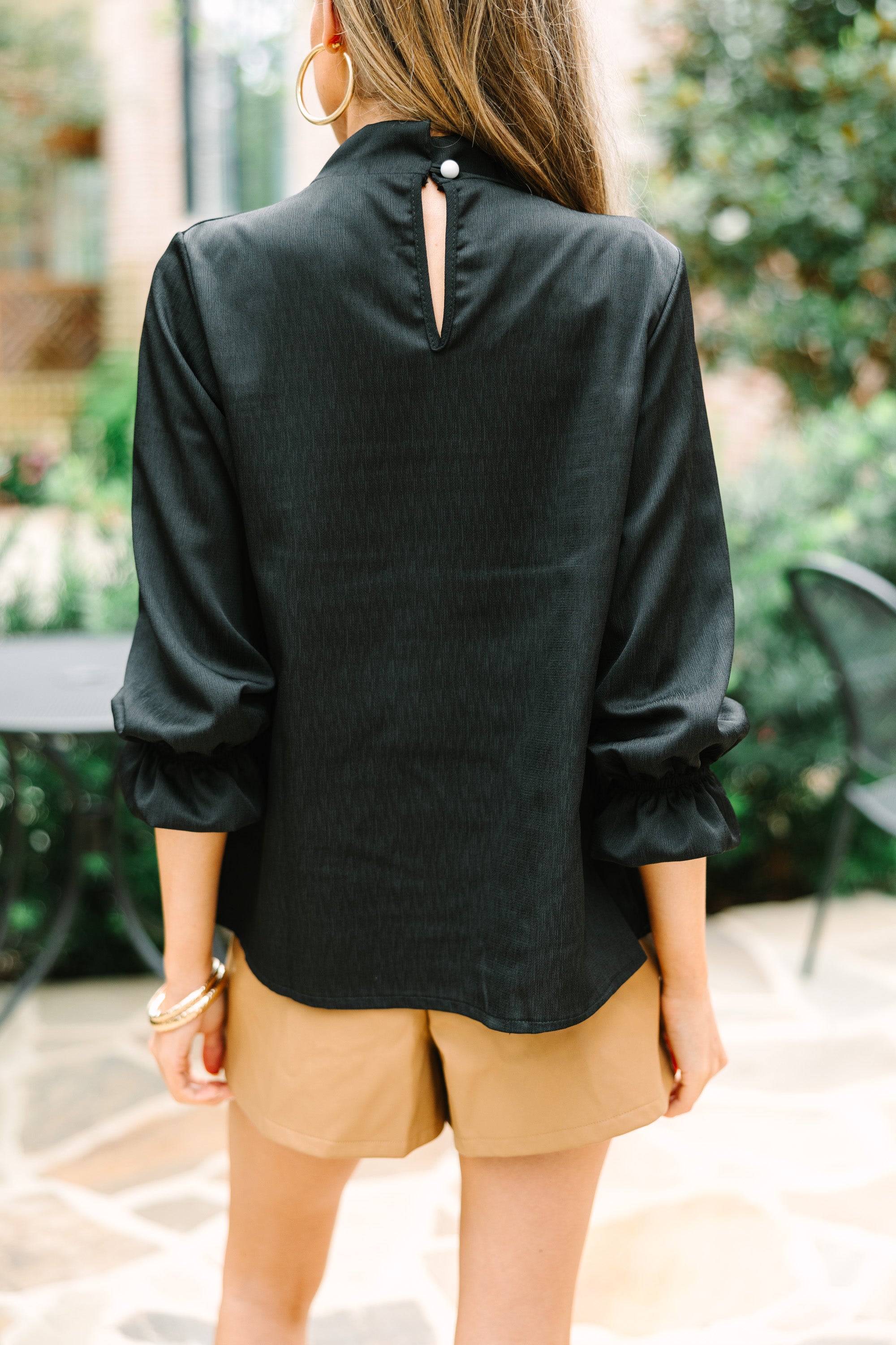 CHIRNAISHOP - Tried And True Black Ruffled Blouse