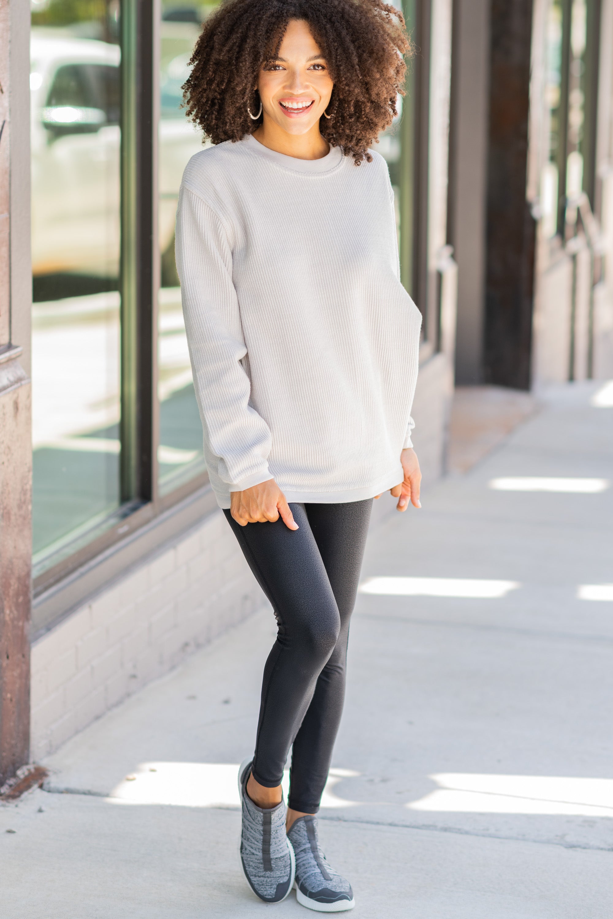 CHIRNAISHOP - True To Form Silver Gray Corded Sweatshirt