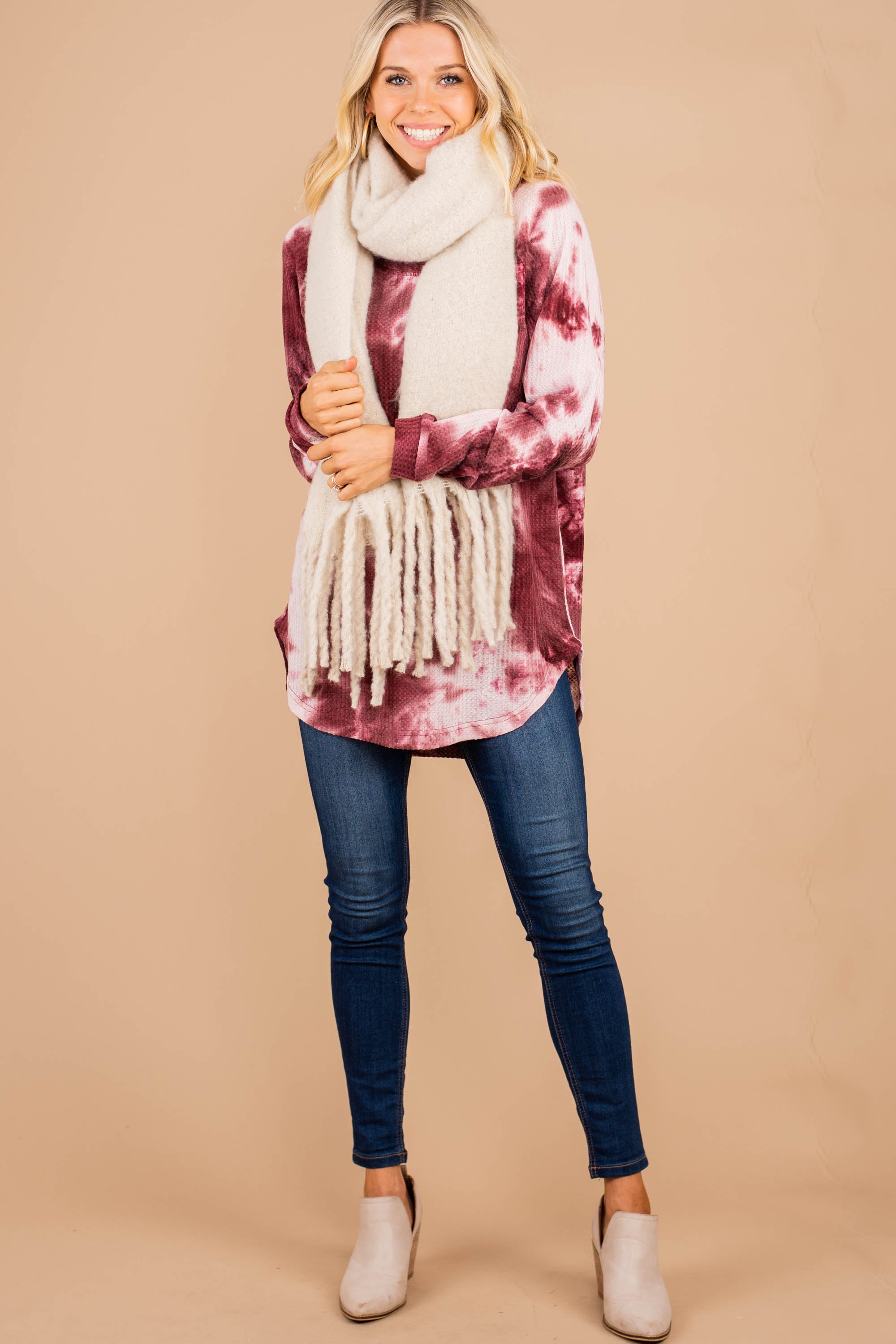 CHIRNAISHOP - Easy Like Sunday Wine Red Tie Dye Tunic