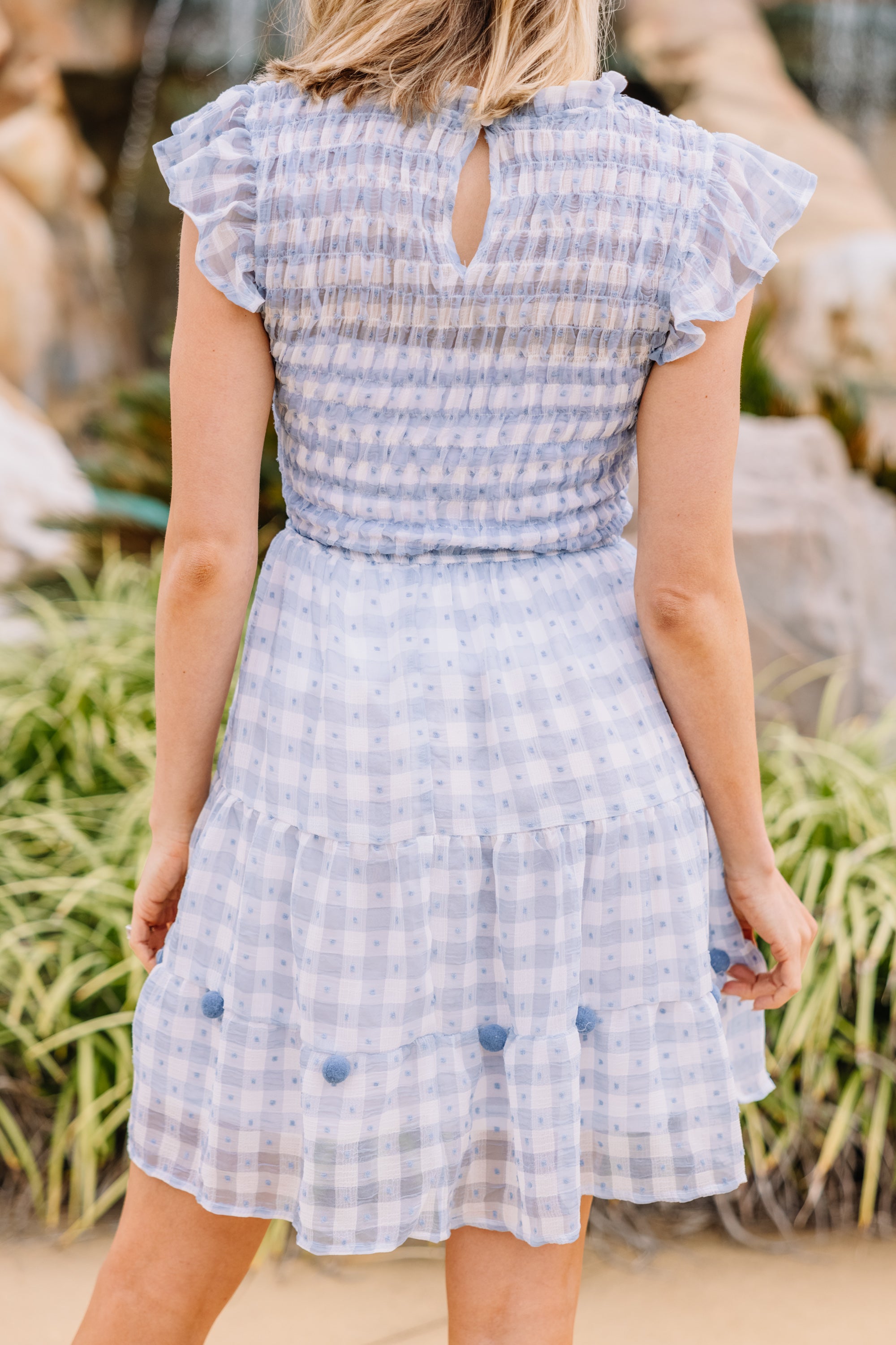 CHIRNAISHOP - Chic Persistence Blue Gingham Dress