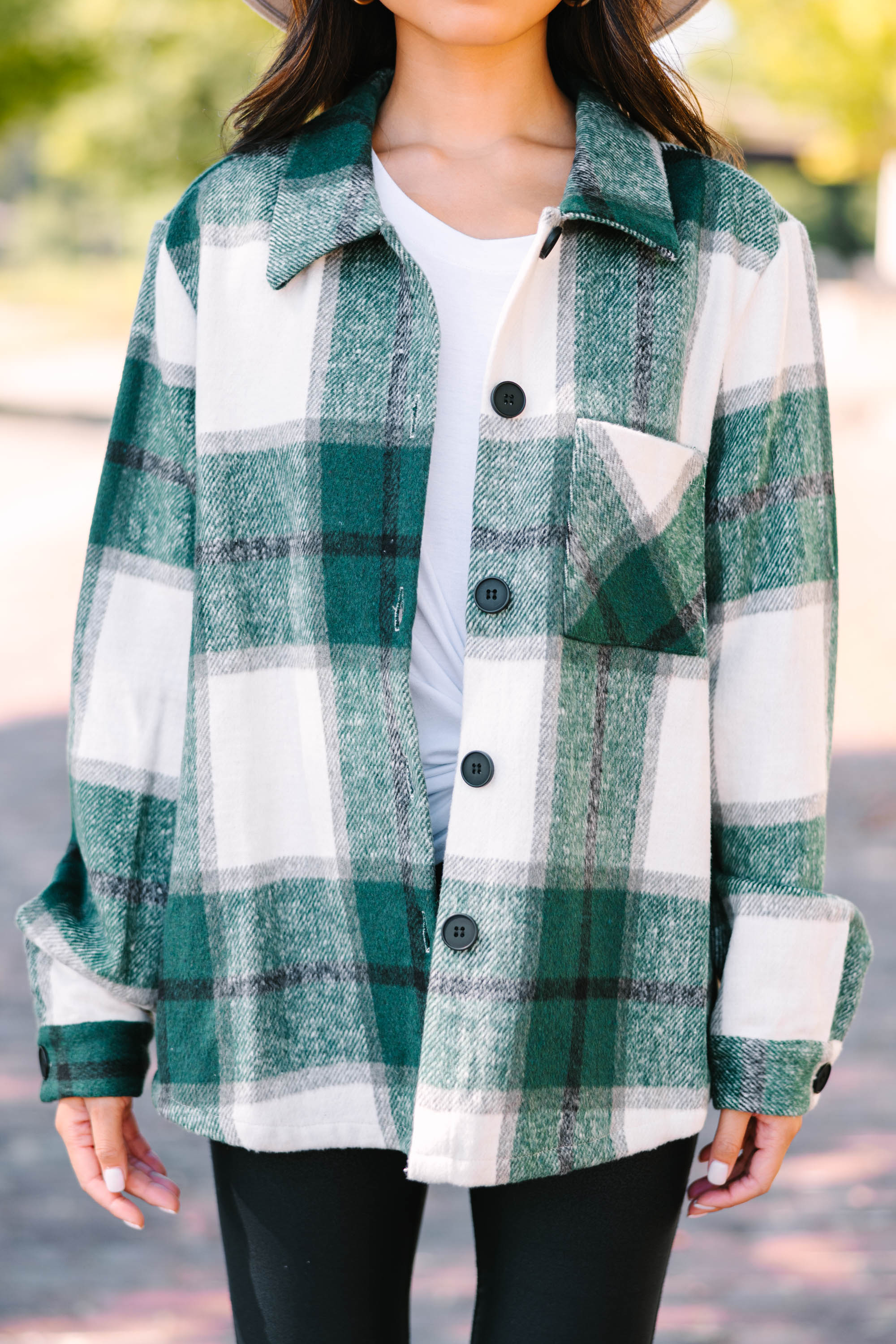 CHIRNAISHOP - Be Your Best Self Green Plaid Shacket