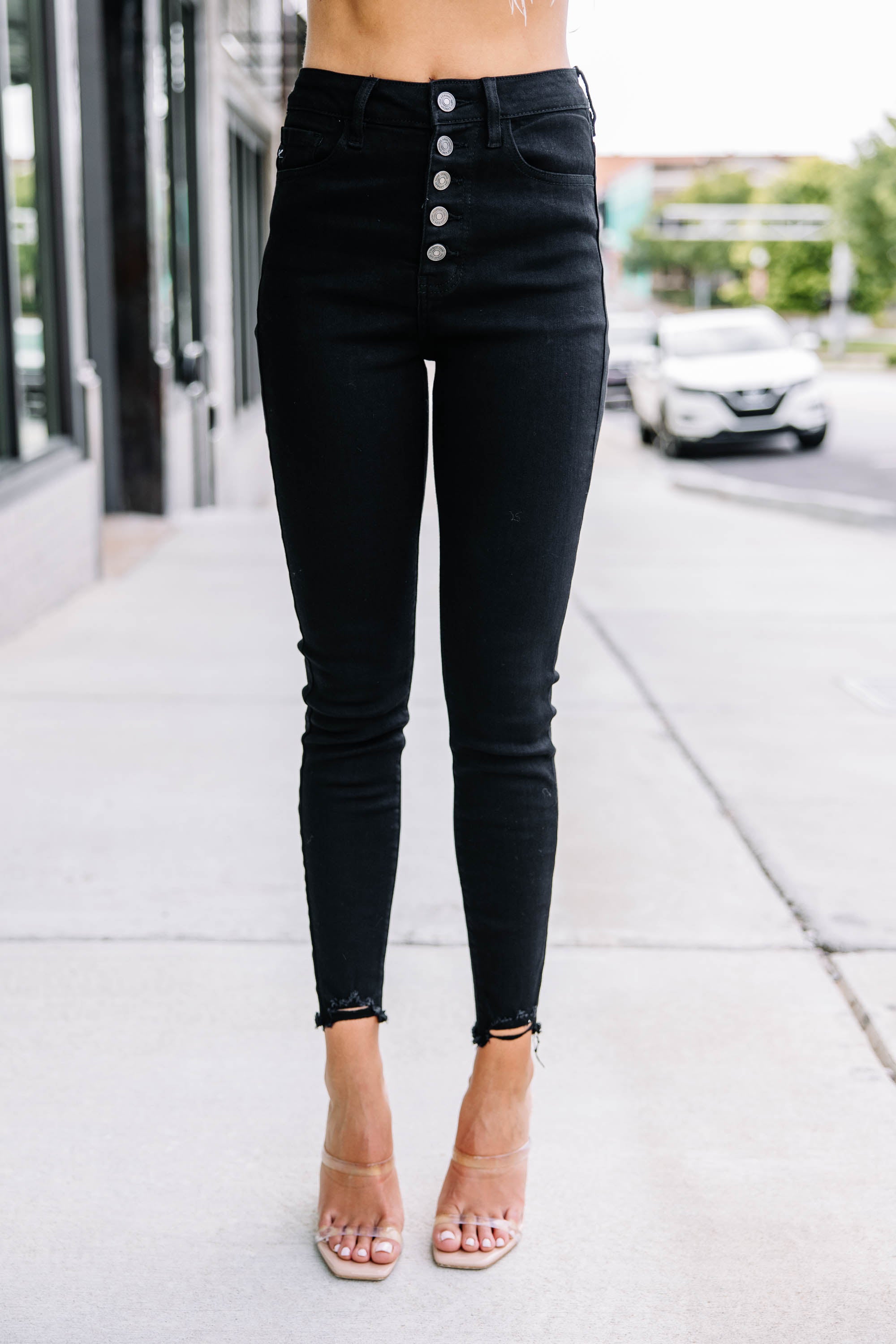 CHIRNAISHOP - KanCan: Going Up Black High Waist Skinny Jeans