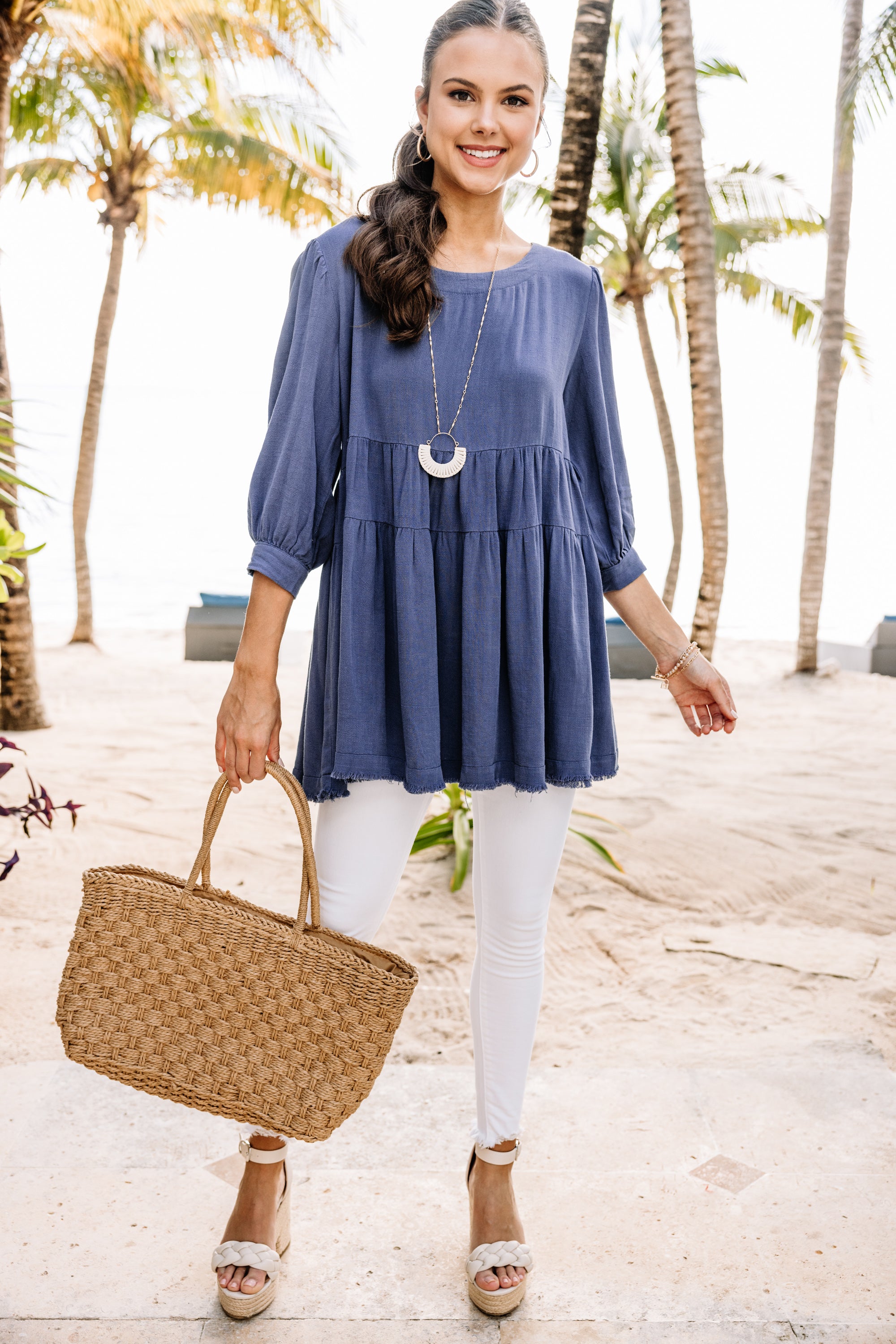 CHIRNAISHOP - Make You Better Denim Blue Tiered Tunic