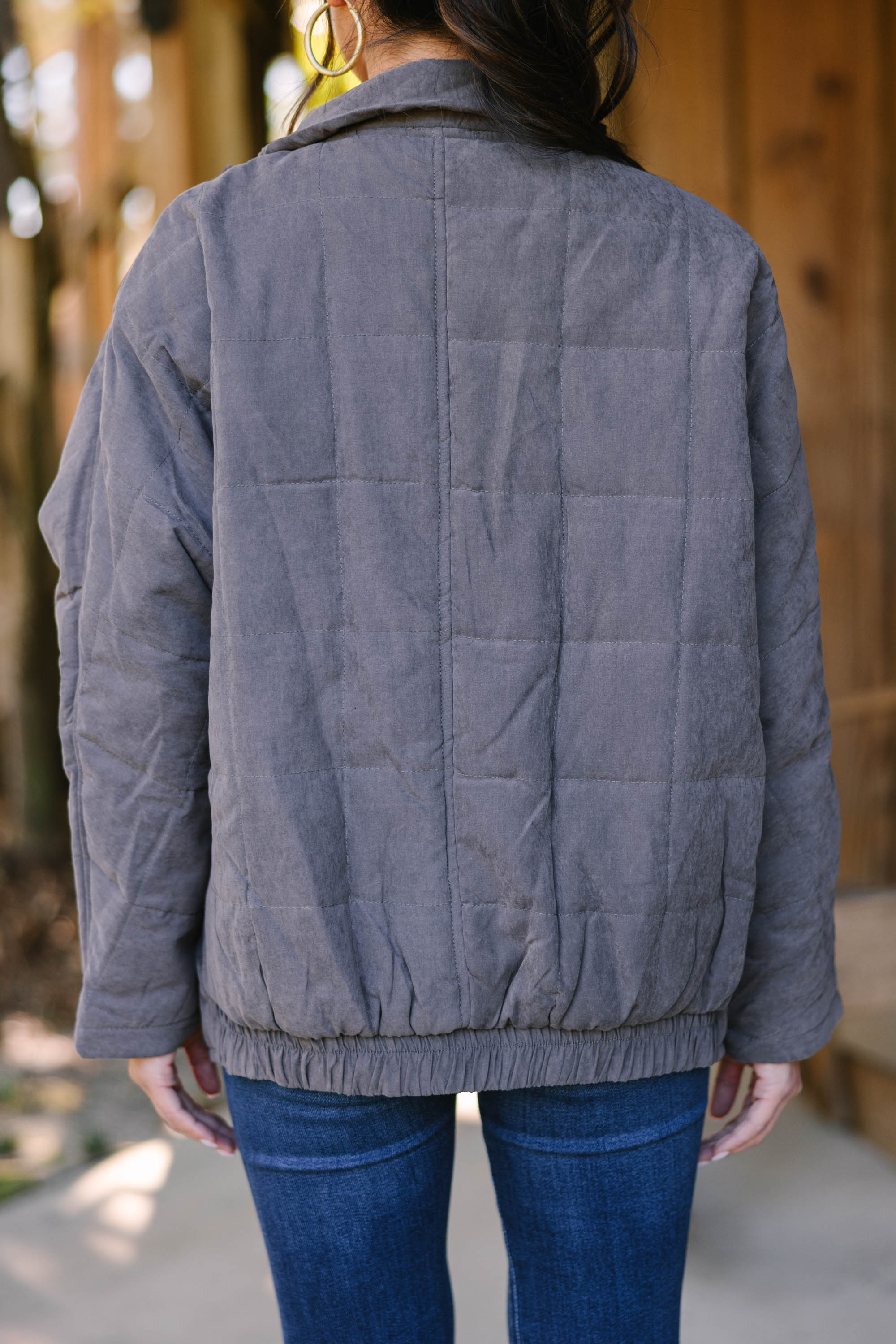 CHIRNAISHOP - Think For Yourself Charcoal Gray Quilted Jacket