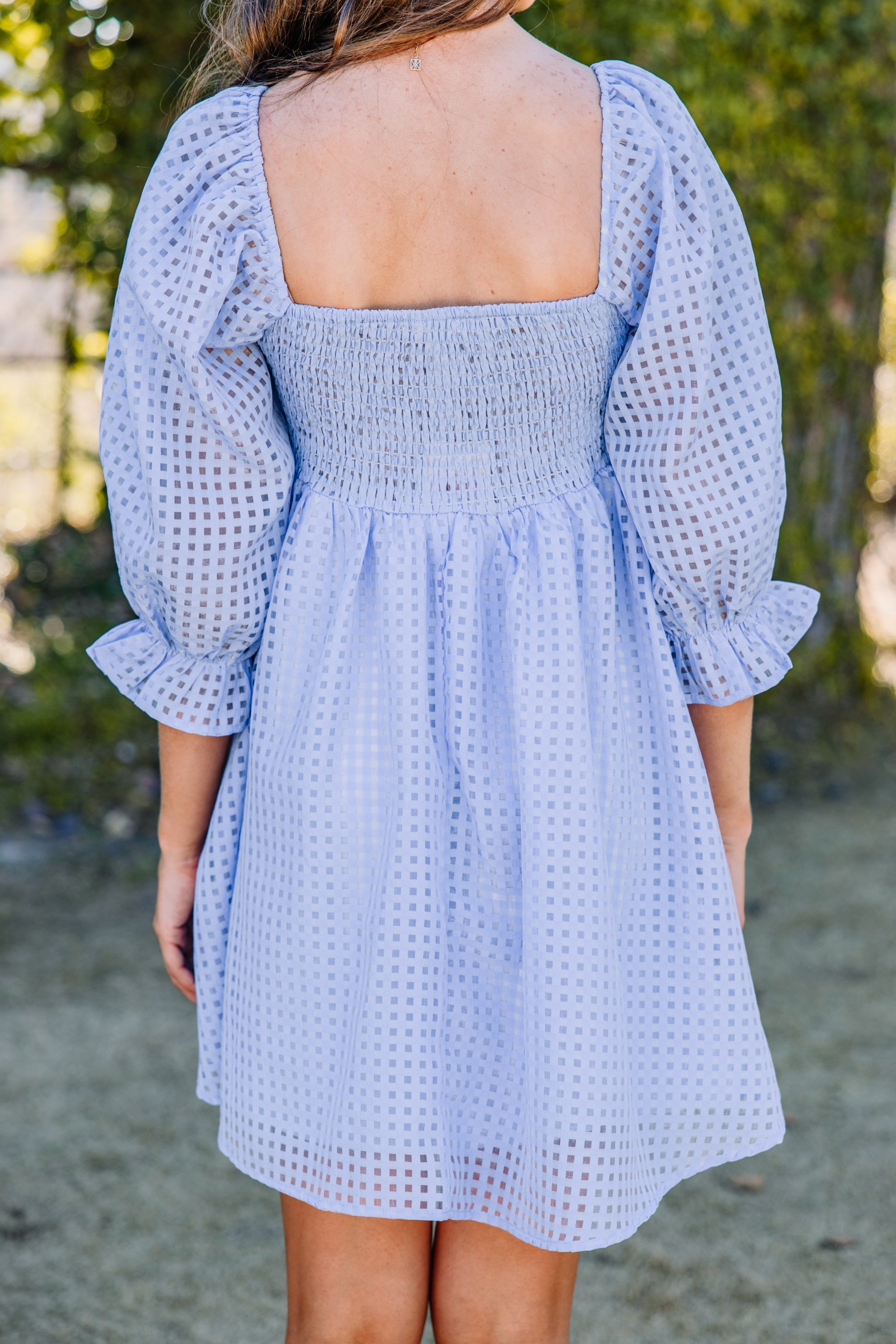 CHIRNAISHOP - Known Beauty Blue Textured Babydoll Dress