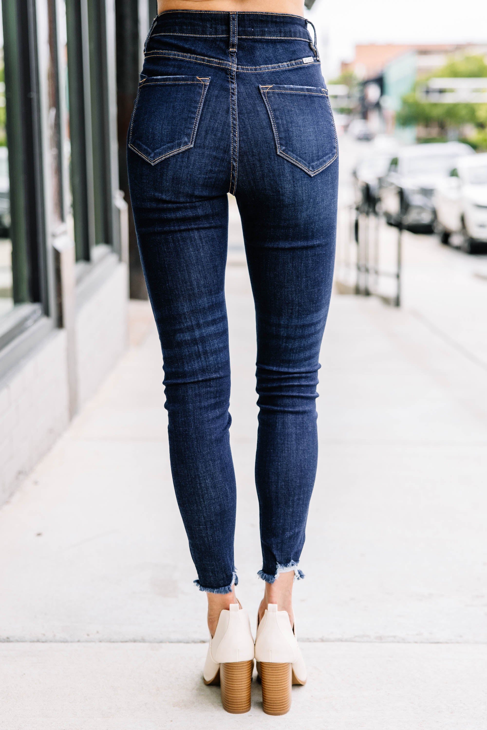 CHIRNAISHOP - KanCan: Going Up Dark Wash High Waist Skinny Jeans
