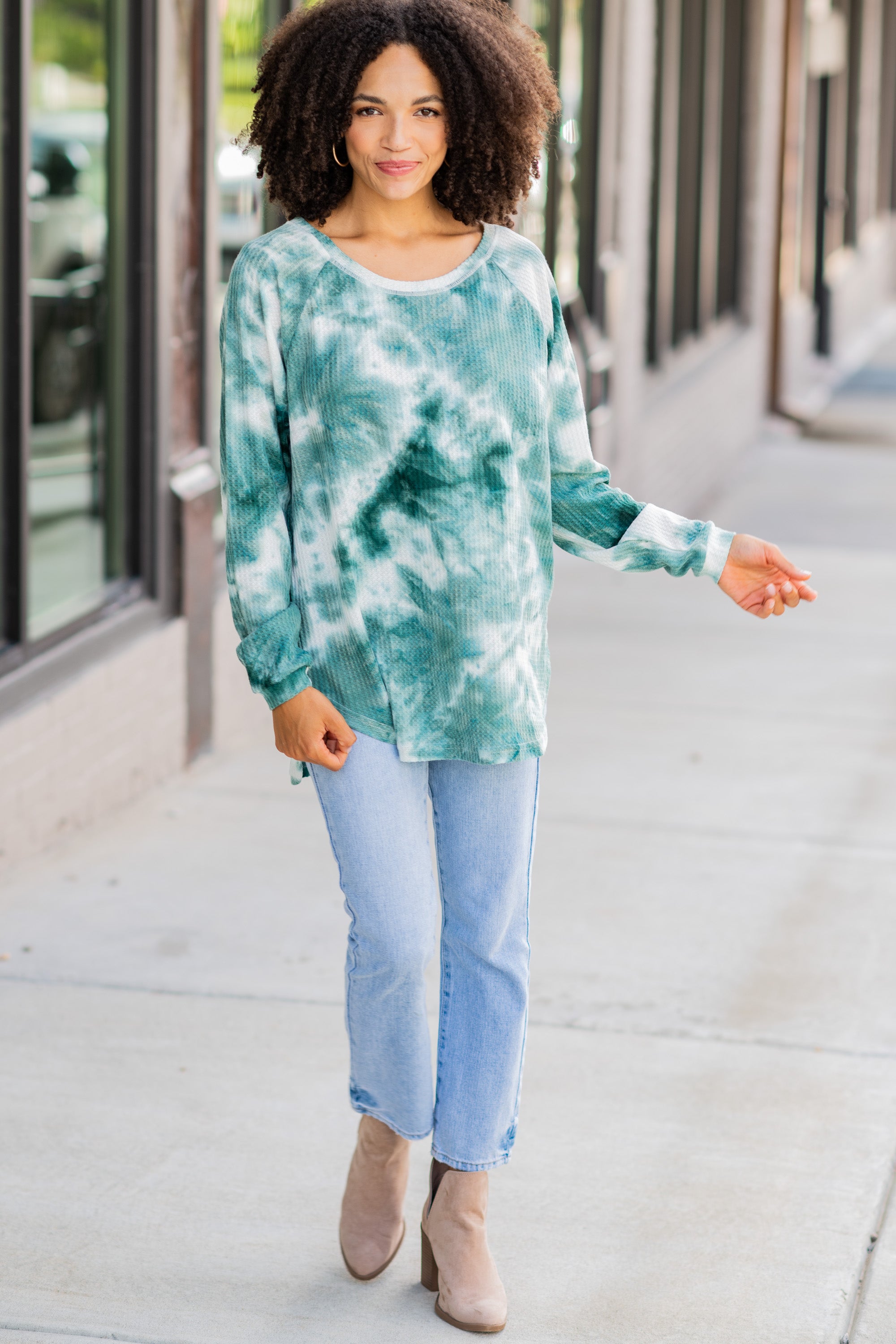 CHIRNAISHOP - Easy Like Sunday Olive Green Tie Dye Tunic